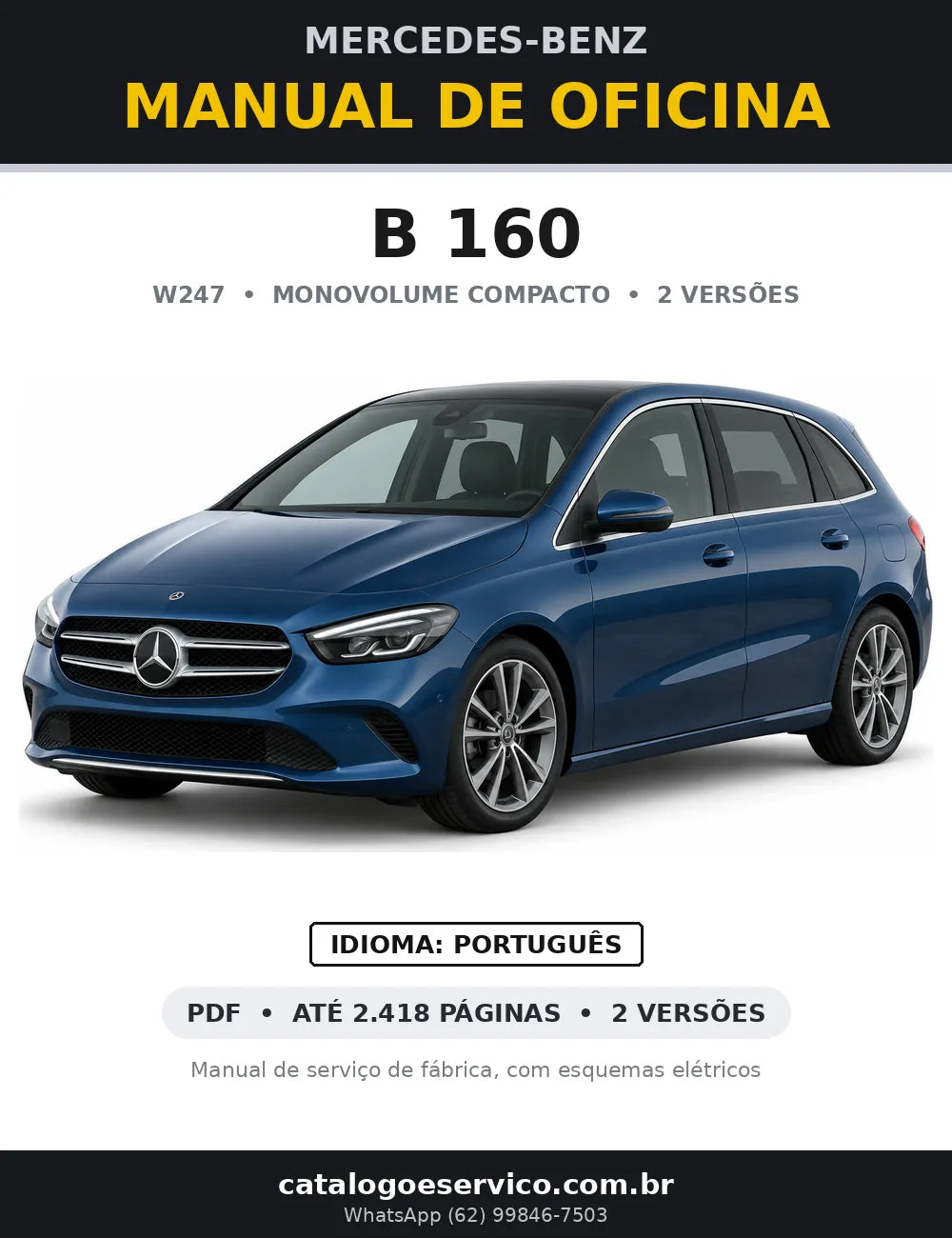 Capa do manual de oficina Mercedes-Benz B 160 (W247)