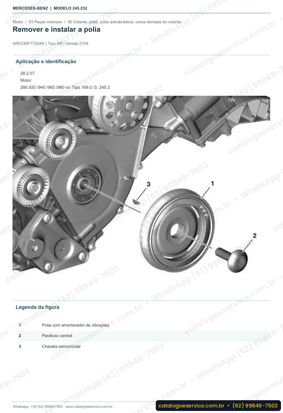Página de procedimento do manual de oficina Mercedes-Benz B 170 / B 180 (W245)