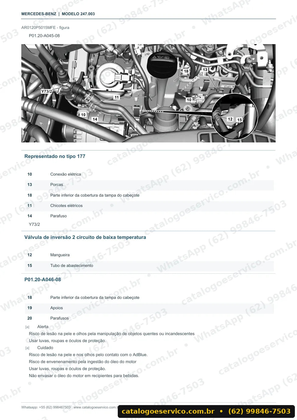 Página de procedimento do manual de oficina Mercedes-Benz B 180 (W247)