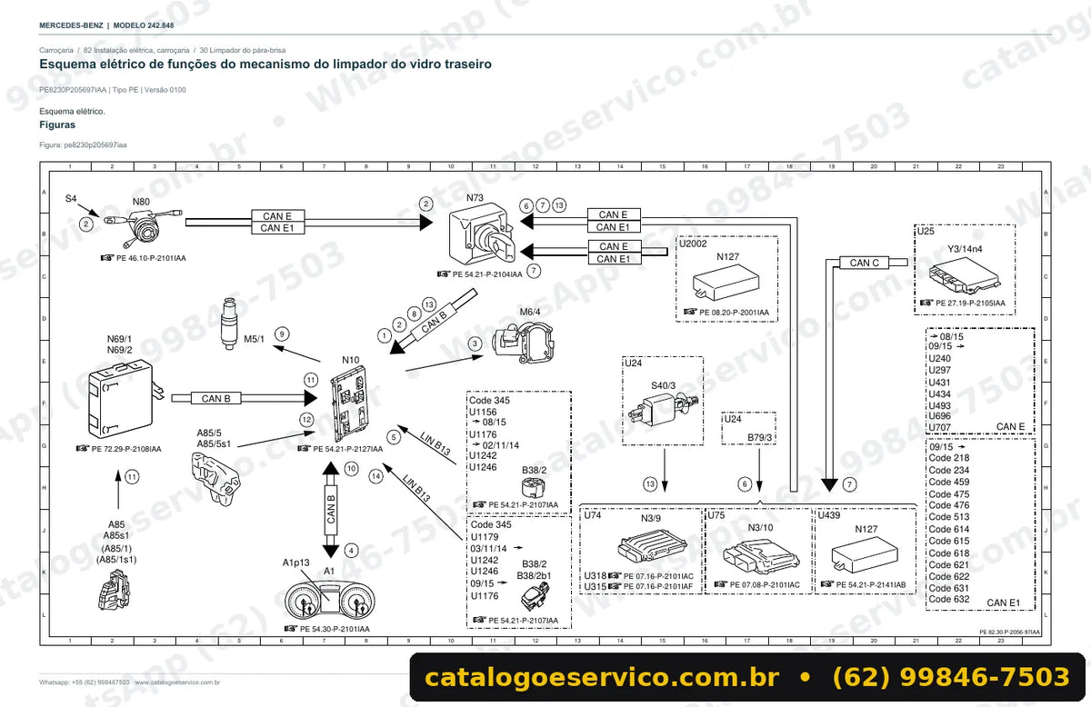 Página de esquema elétrico do manual Mercedes-Benz B 200 NGD (gás natural) (W242)