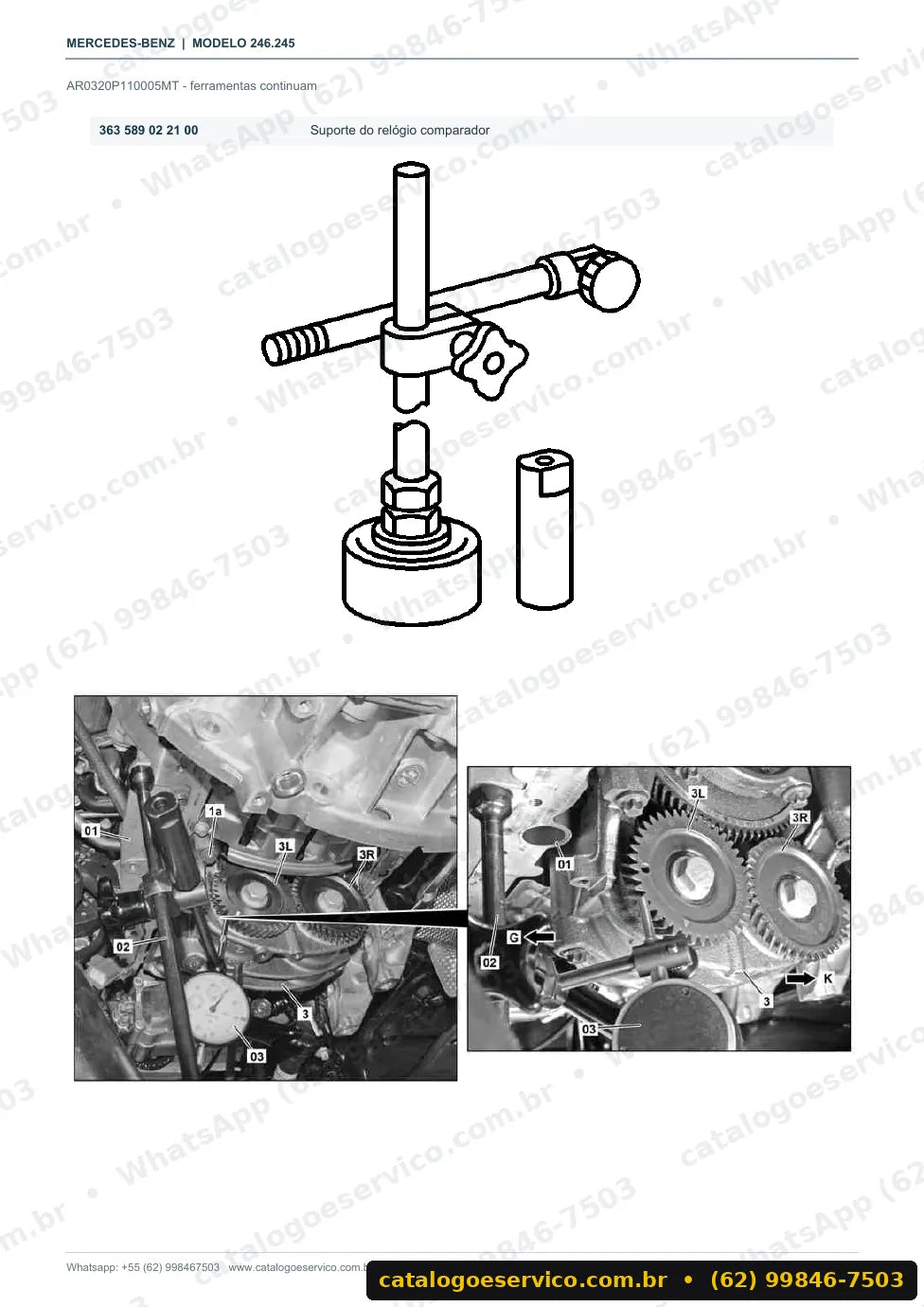 Página de procedimento do manual de oficina Mercedes-Benz B 220 (W246)