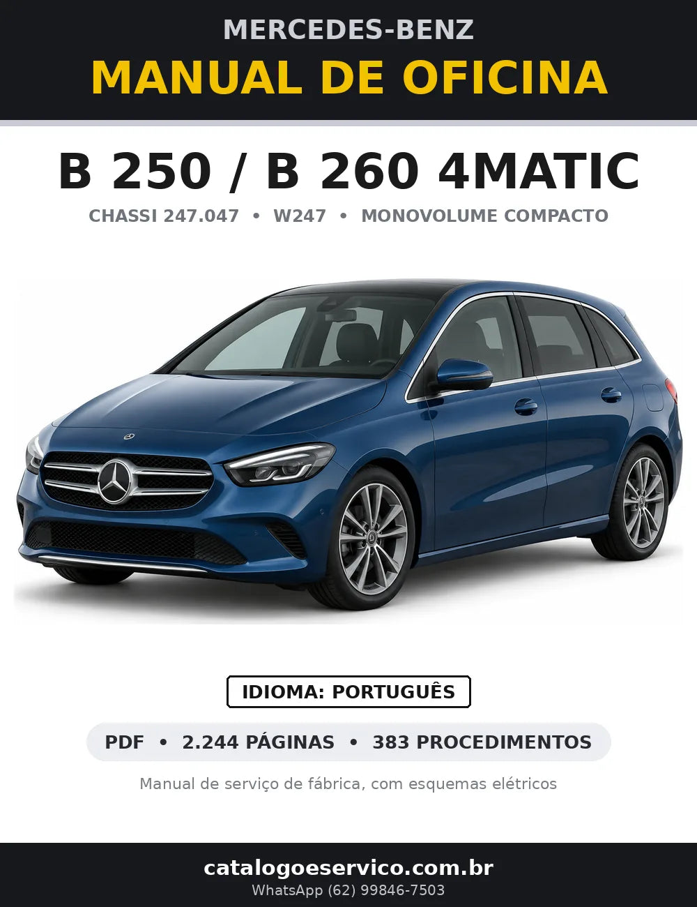 Capa do manual de oficina Mercedes-Benz B 250 / B 260 4MATIC (W247)