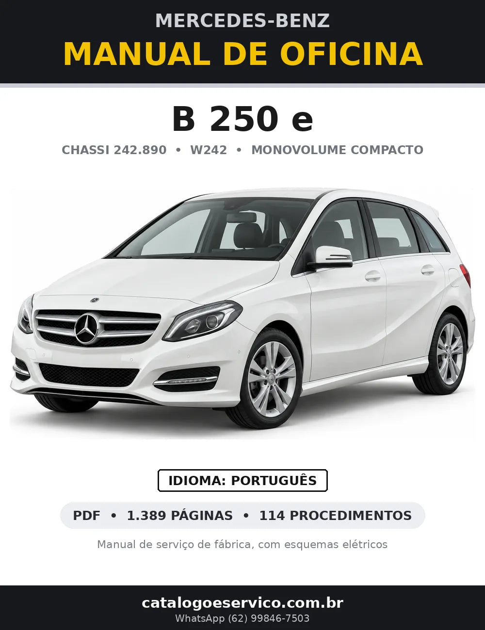 Capa do manual de oficina Mercedes-Benz B 250 e (W242)