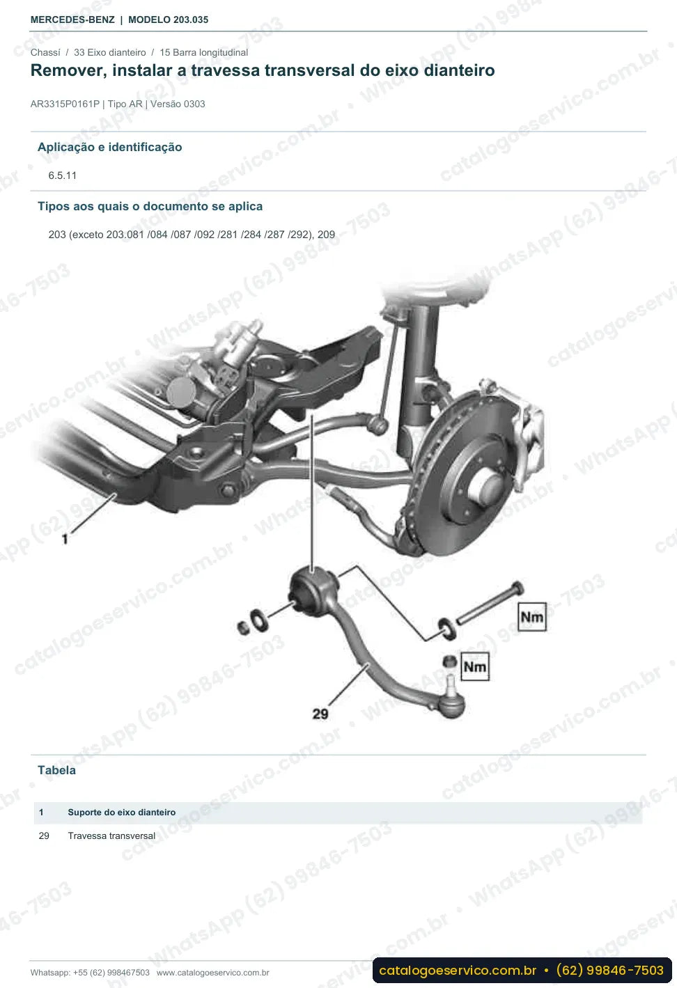 Página de procedimento do manual de oficina Mercedes-Benz C 180 (W203)