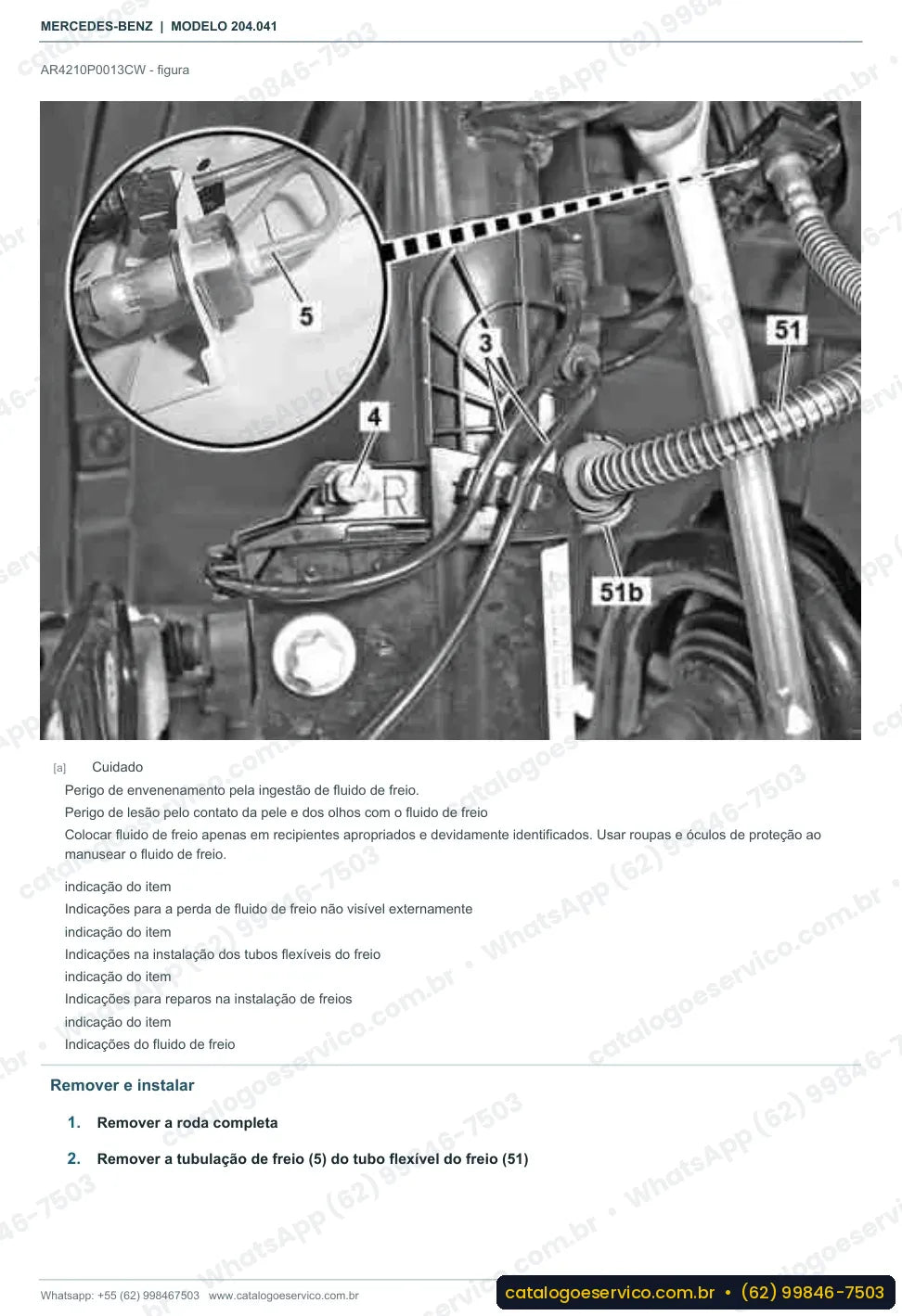 Página de procedimento do manual de oficina Mercedes-Benz C 200 (W204)