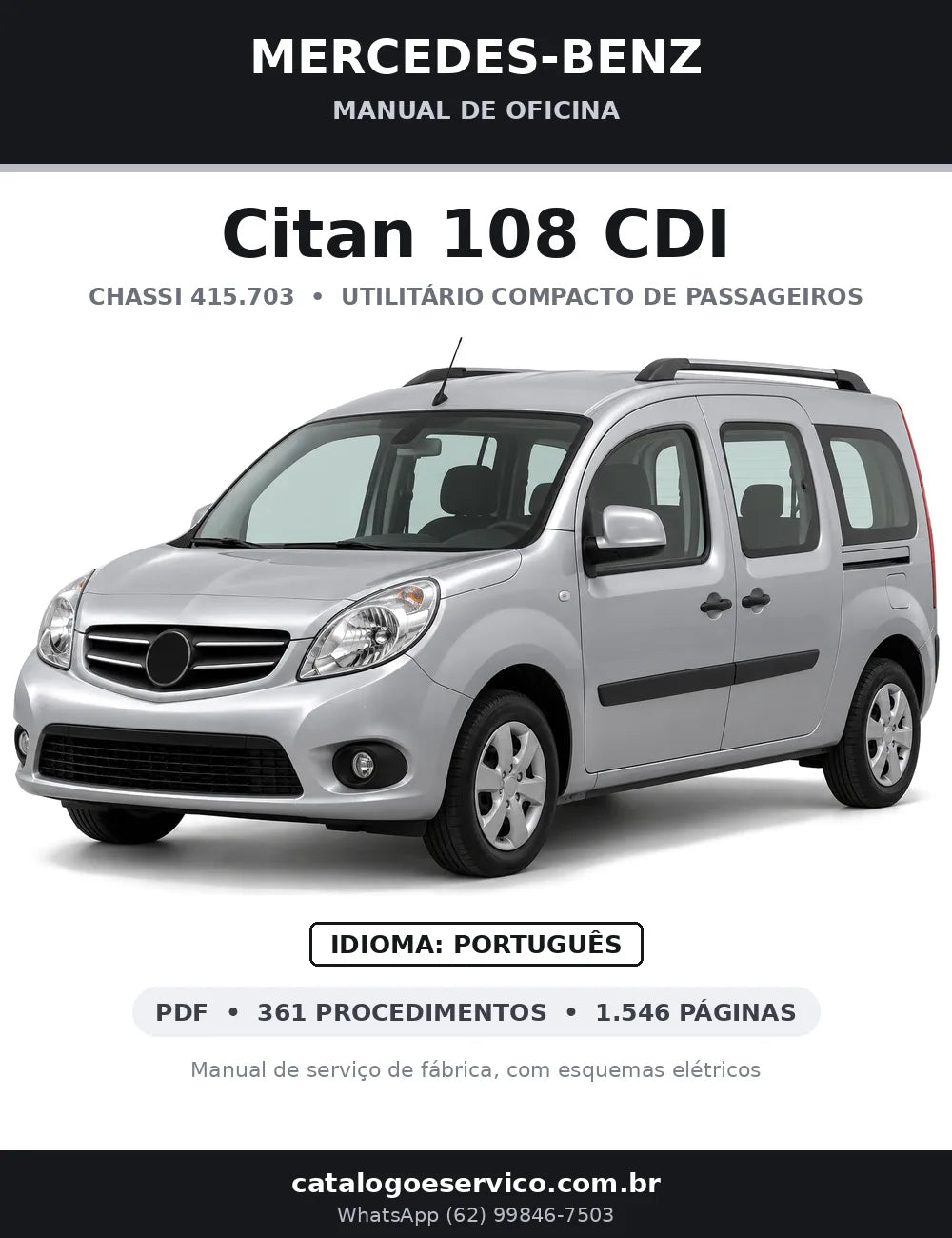 Capa do manual de oficina Mercedes-Benz Citan 108 CDI (415.703)