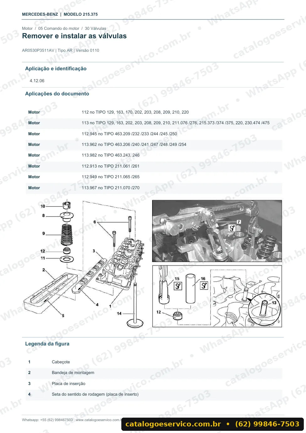 Página de procedimento do manual de oficina Mercedes-Benz CL 500 (C215)
