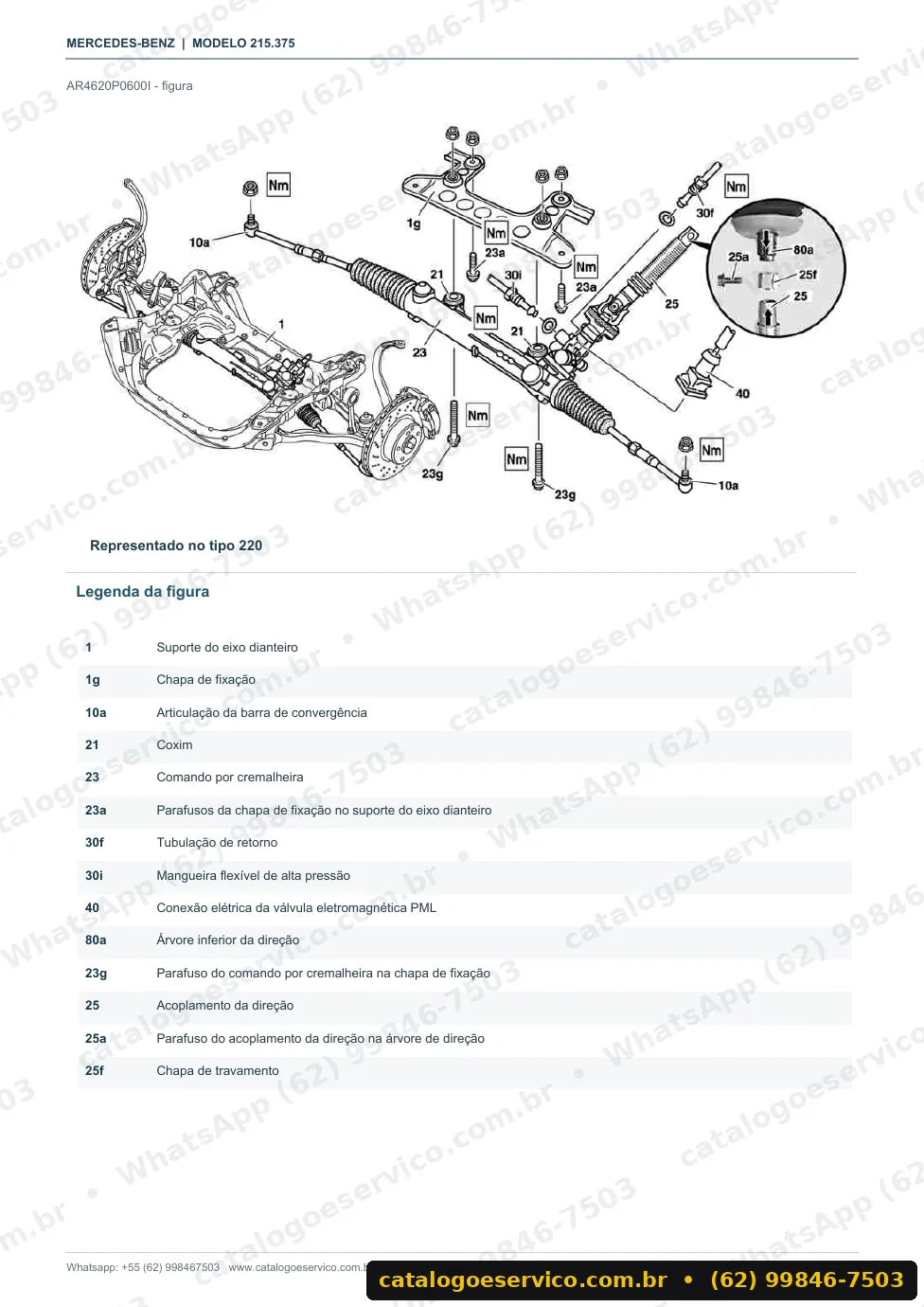 Página de procedimento do manual de oficina Mercedes-Benz CL 500 (C215)
