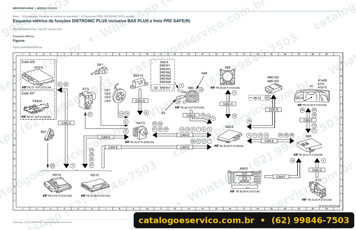 Página de esquema elétrico do manual Mercedes-Benz CL 63 AMG (C216)