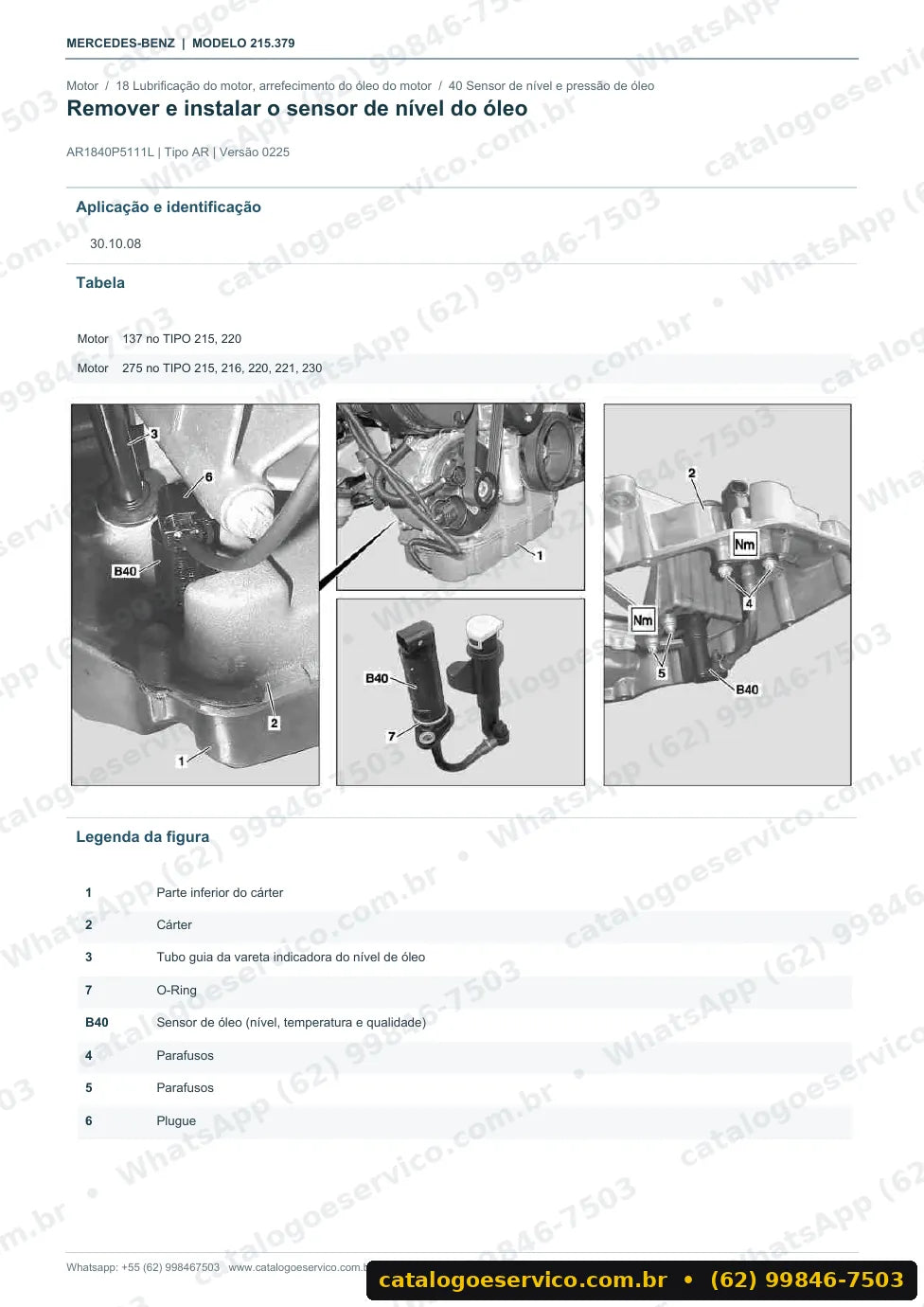 Página de procedimento do manual de oficina Mercedes-Benz CL 65 AMG (C215)
