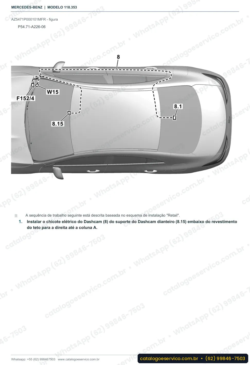 Página de procedimento do manual de oficina Mercedes-Benz CLA 45 AMG (C118)