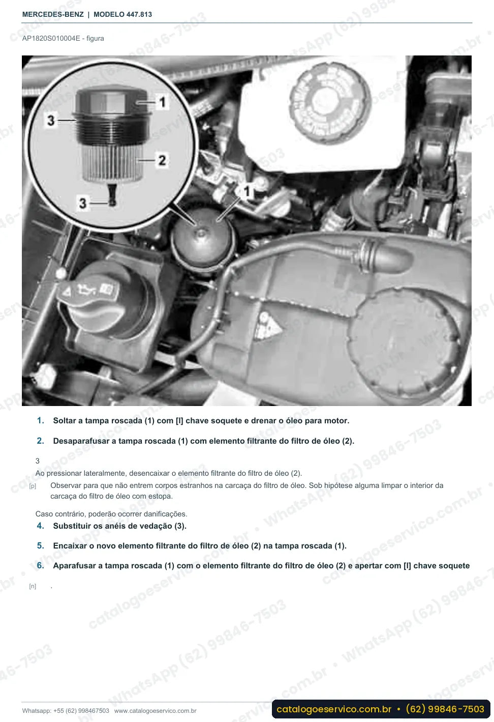 Página de procedimento do manual de oficina Mercedes-Benz Classe V 250 (447.813)