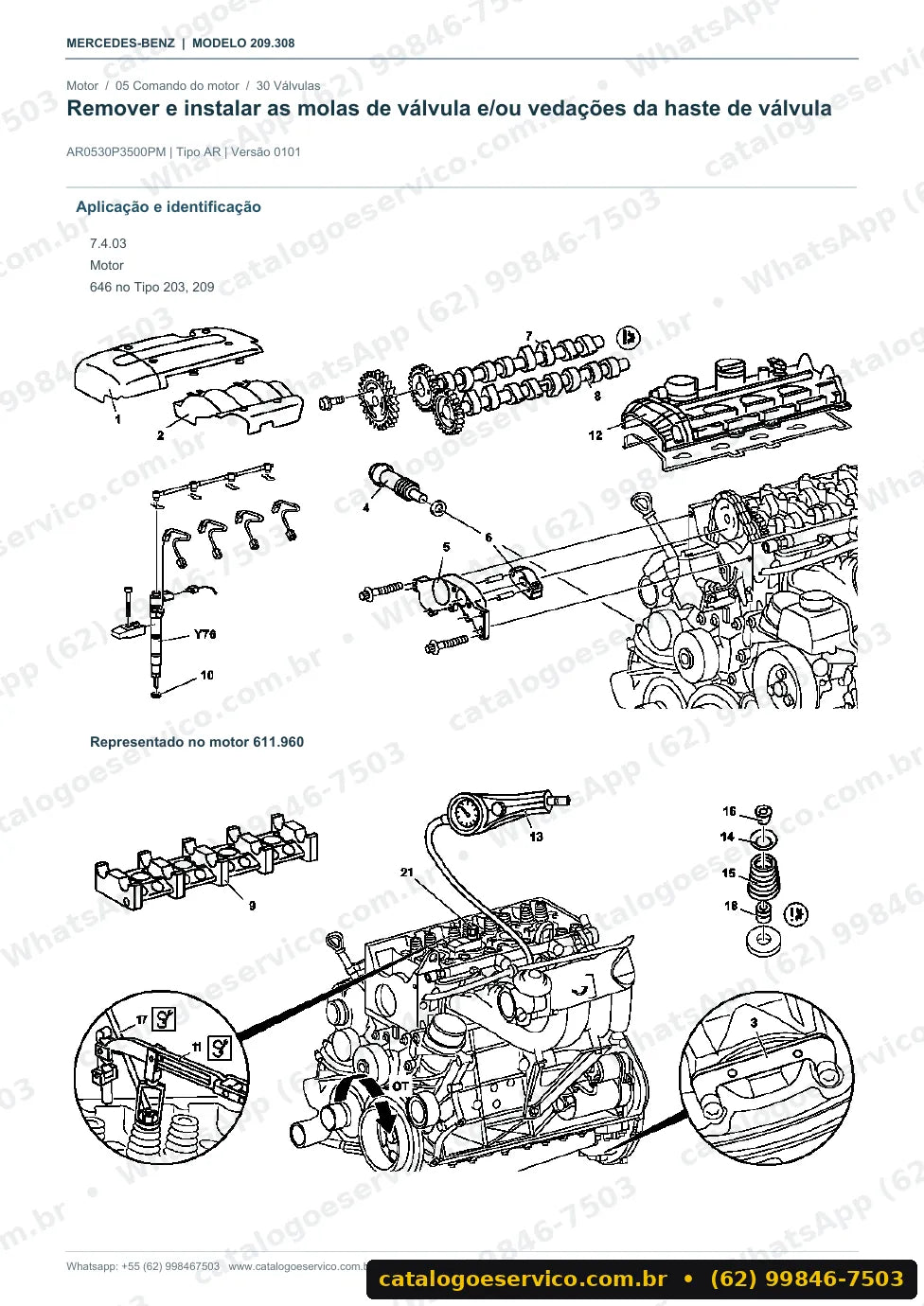 Página de procedimento do manual de oficina Mercedes-Benz CLK 220 CDI (C209)