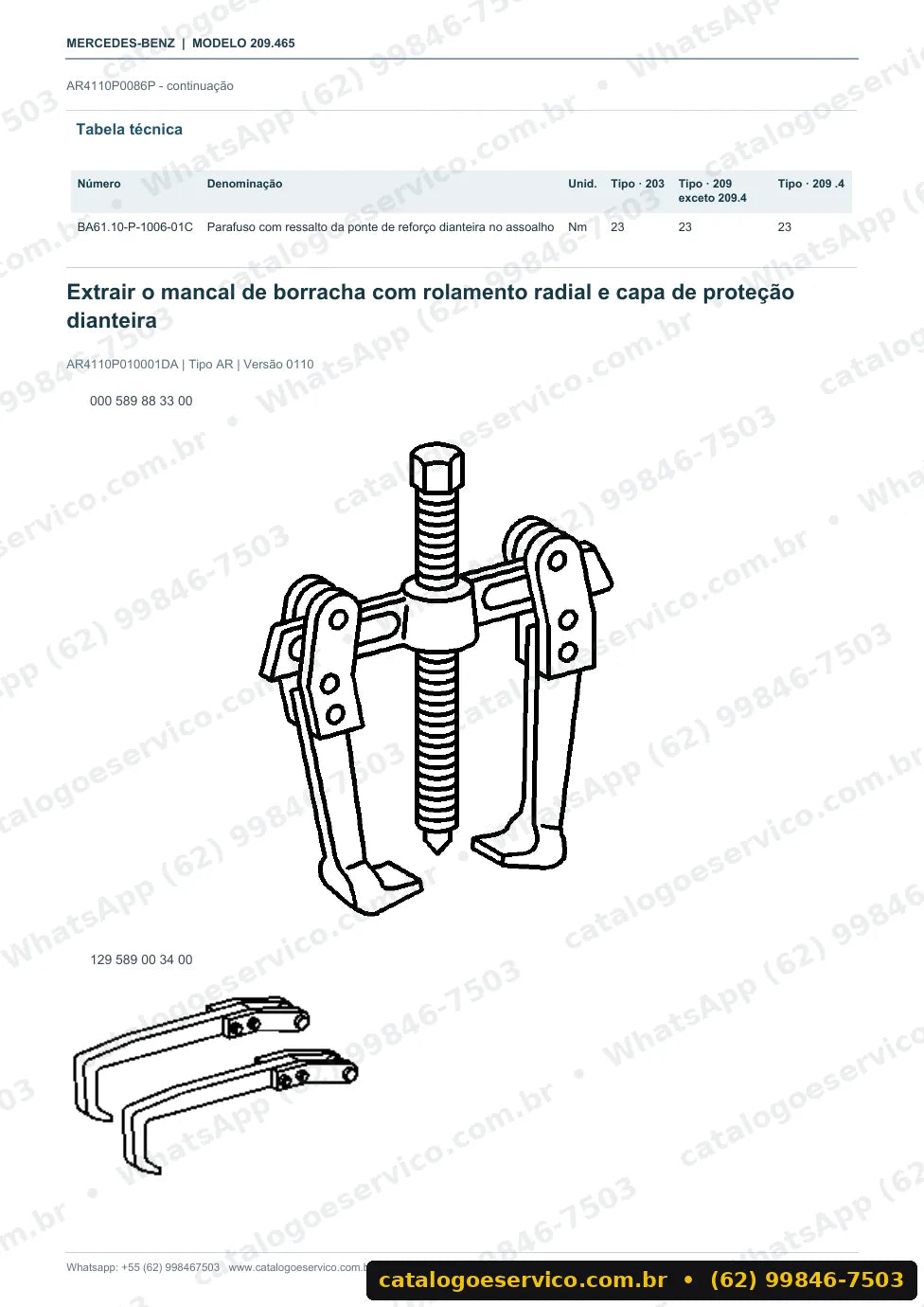 Página de procedimento do manual de oficina Mercedes-Benz CLK 320 (C209)