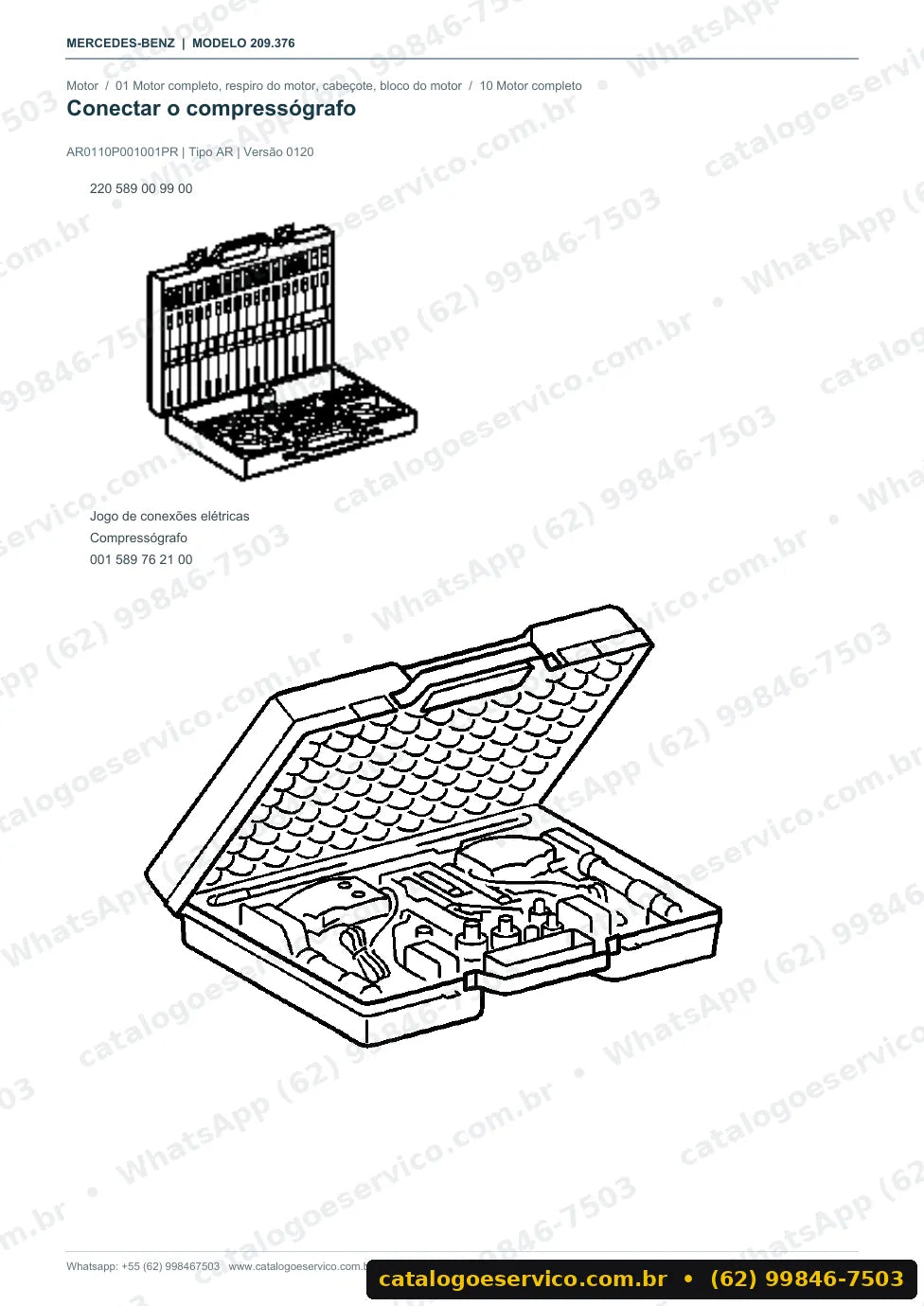 Página de procedimento do manual de oficina Mercedes-Benz CLK 55 AMG (C209)