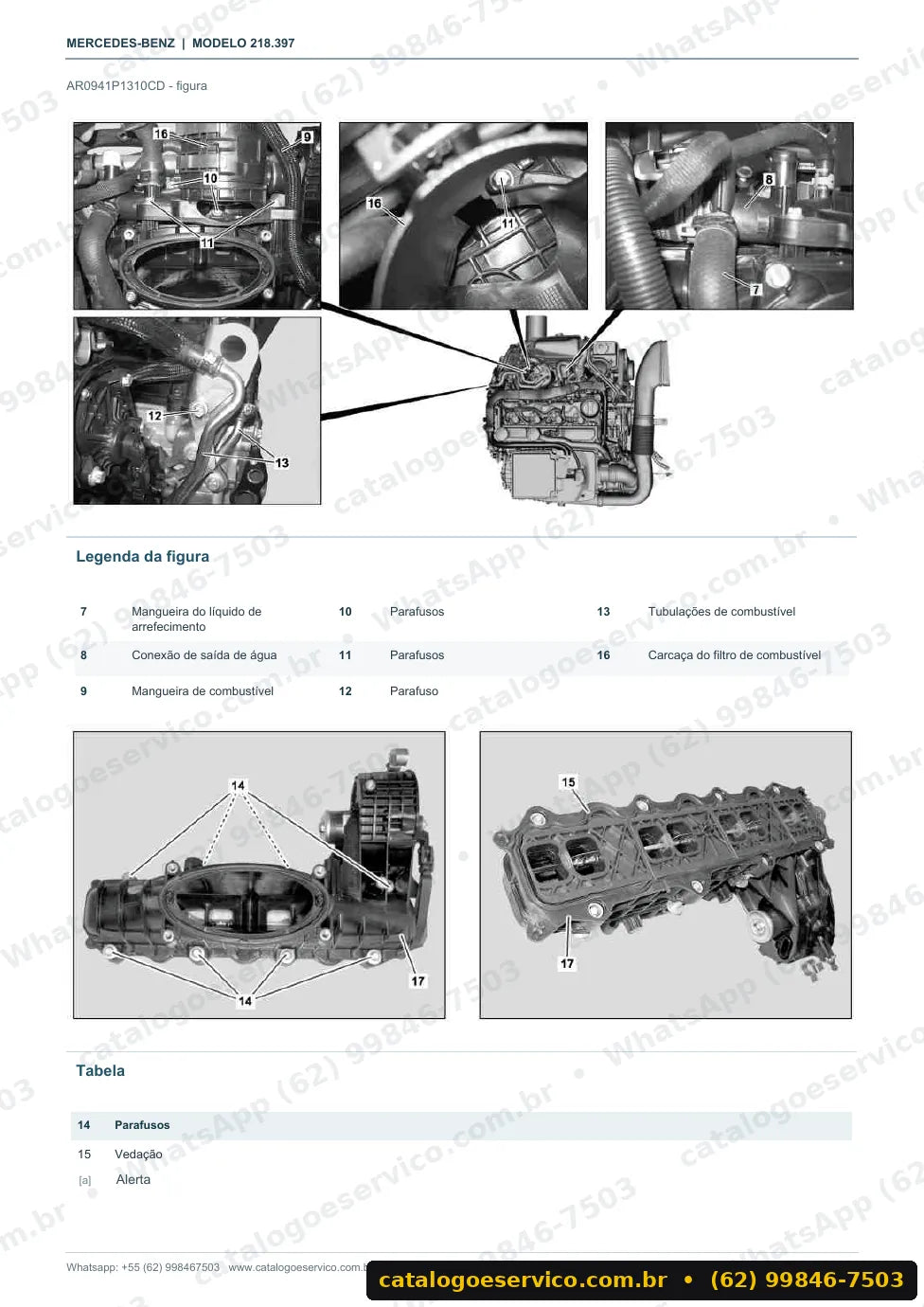 Página de procedimento do manual de oficina Mercedes-Benz CLS 218.397 (C218)