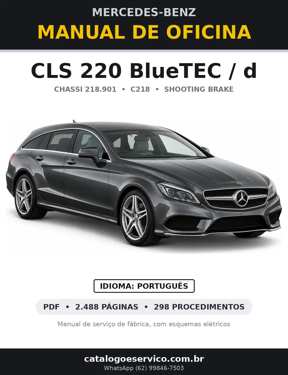 Capa do manual de oficina Mercedes-Benz CLS 220 BlueTEC / d (C218)