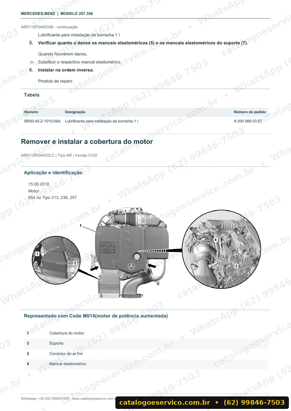 Página de procedimento do manual de oficina Mercedes-Benz CLS 450 (C257)
