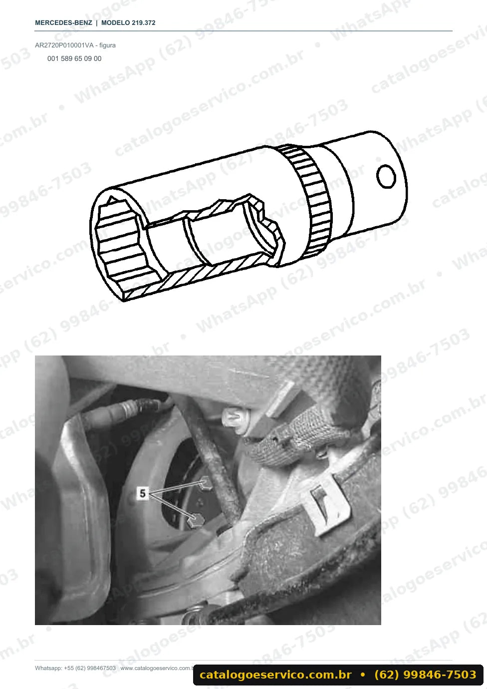 Página de procedimento do manual de oficina Mercedes-Benz CLS 500 / CLS 550 (C219)