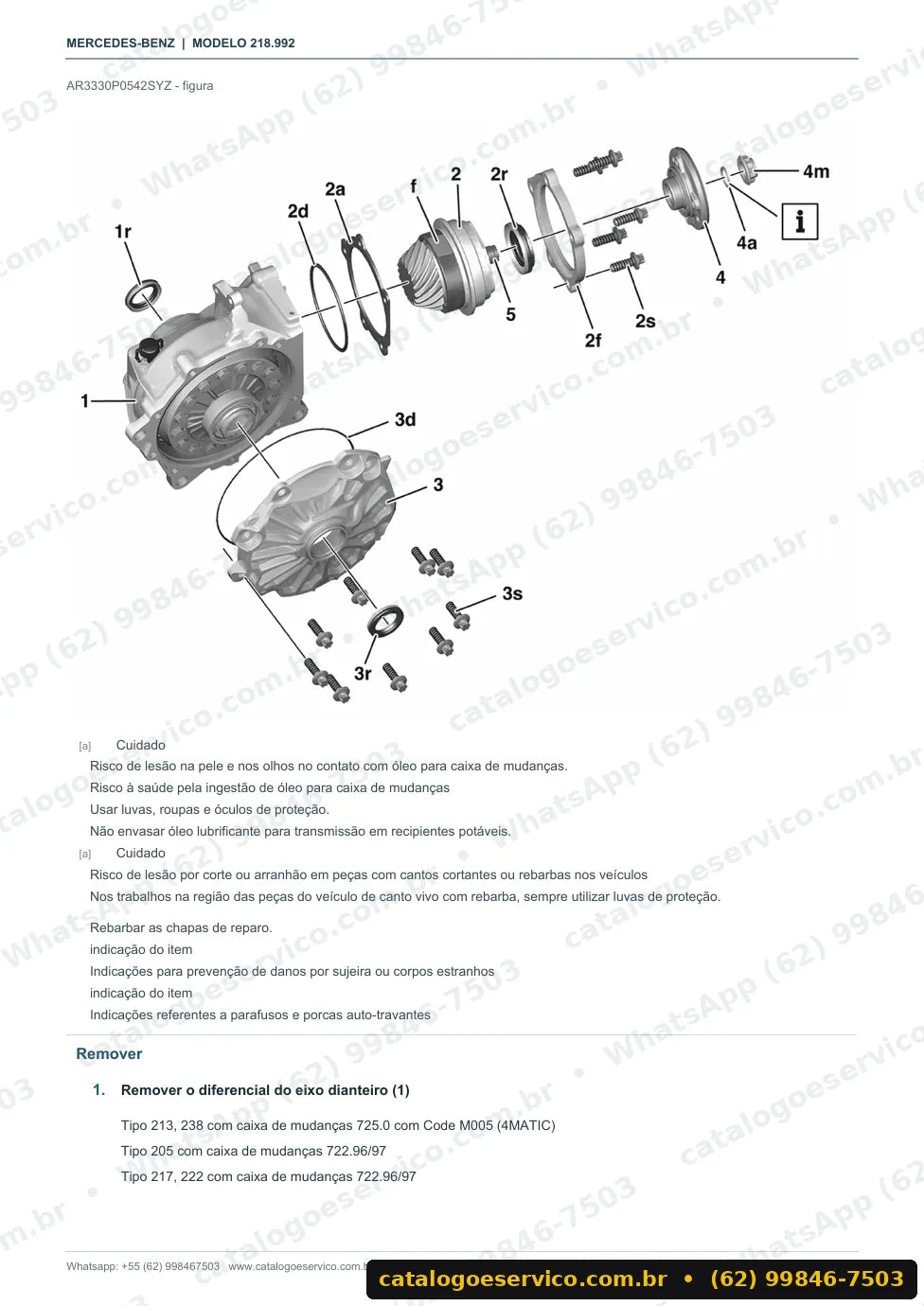 Página de procedimento do manual de oficina Mercedes-Benz CLS 63 AMG (C218)