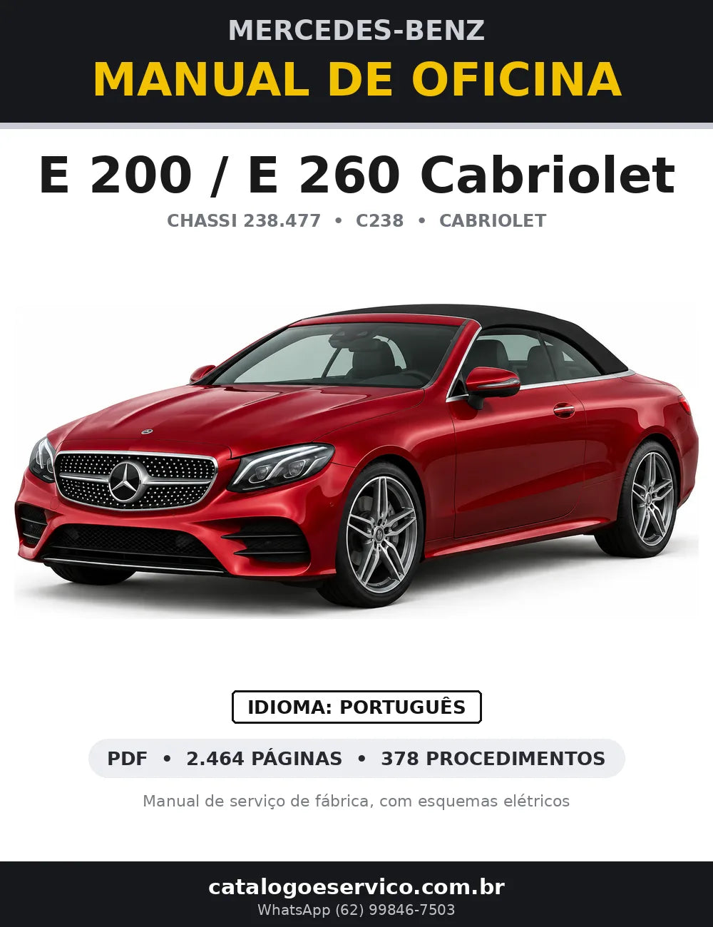 Capa do manual de oficina Mercedes-Benz E 200 / E 260 Cabriolet (C238)