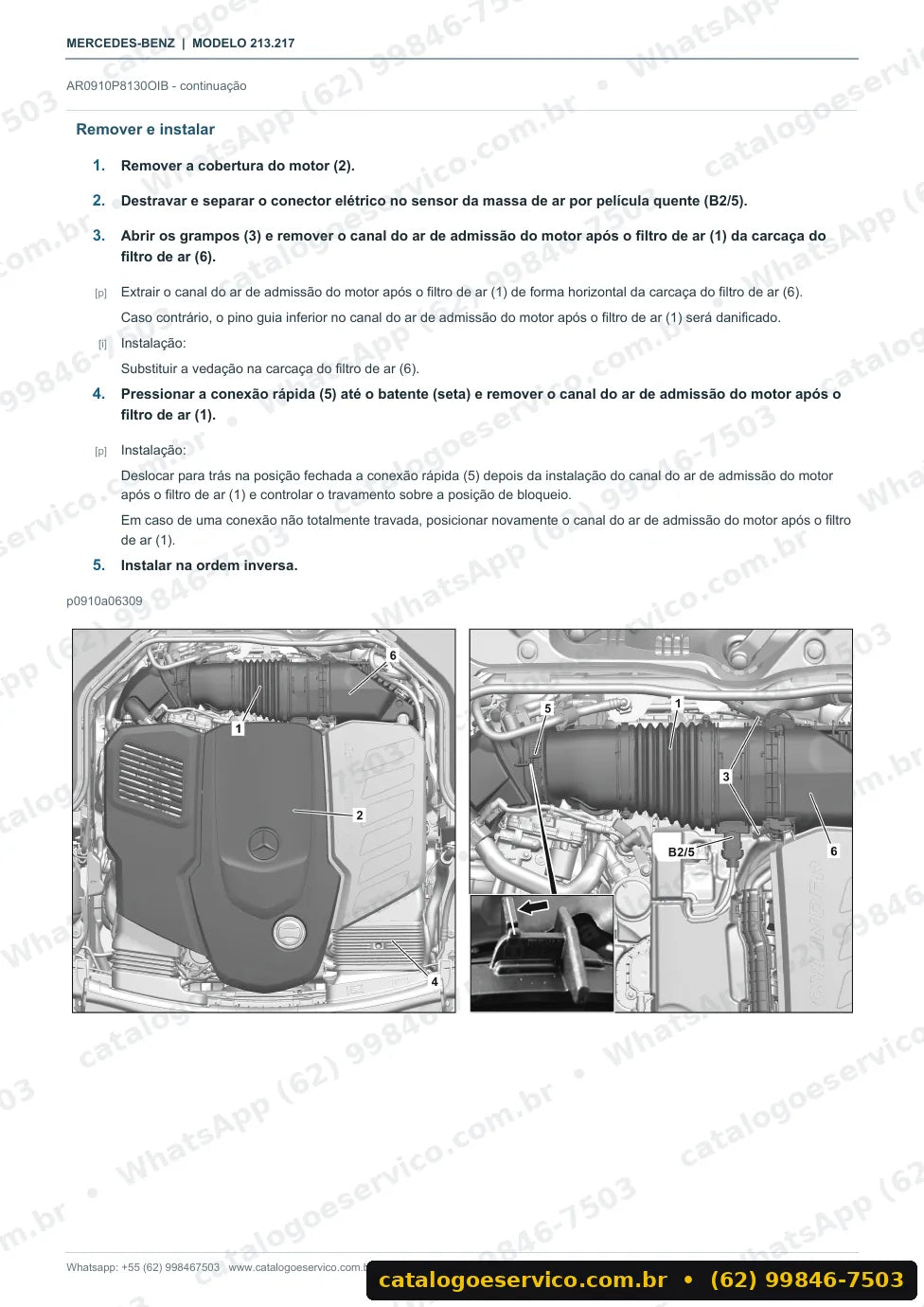 Página de procedimento do manual de oficina Mercedes-Benz E 220 (W213)