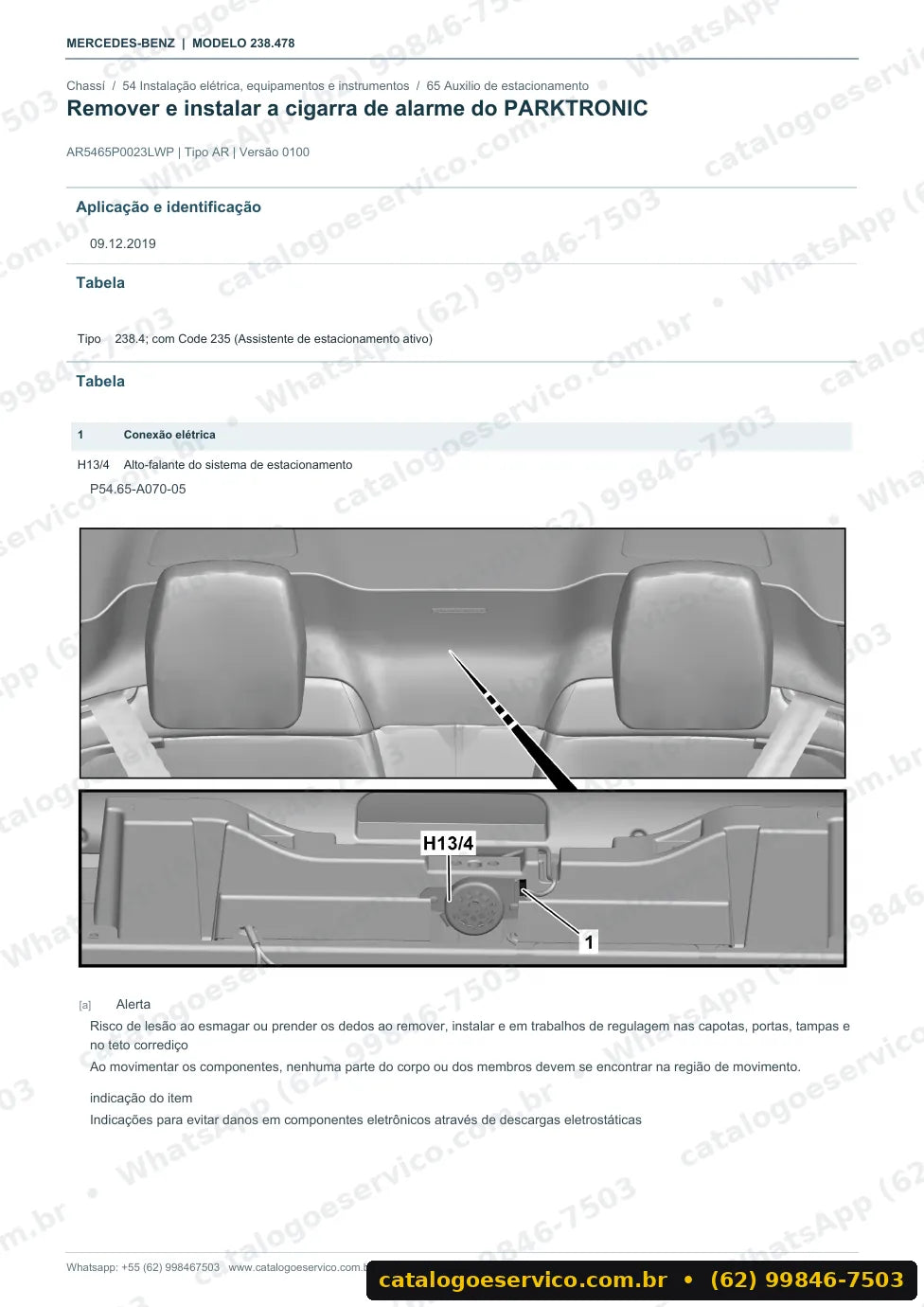 Página de procedimento do manual de oficina Mercedes-Benz E 260 4MATIC (C238)