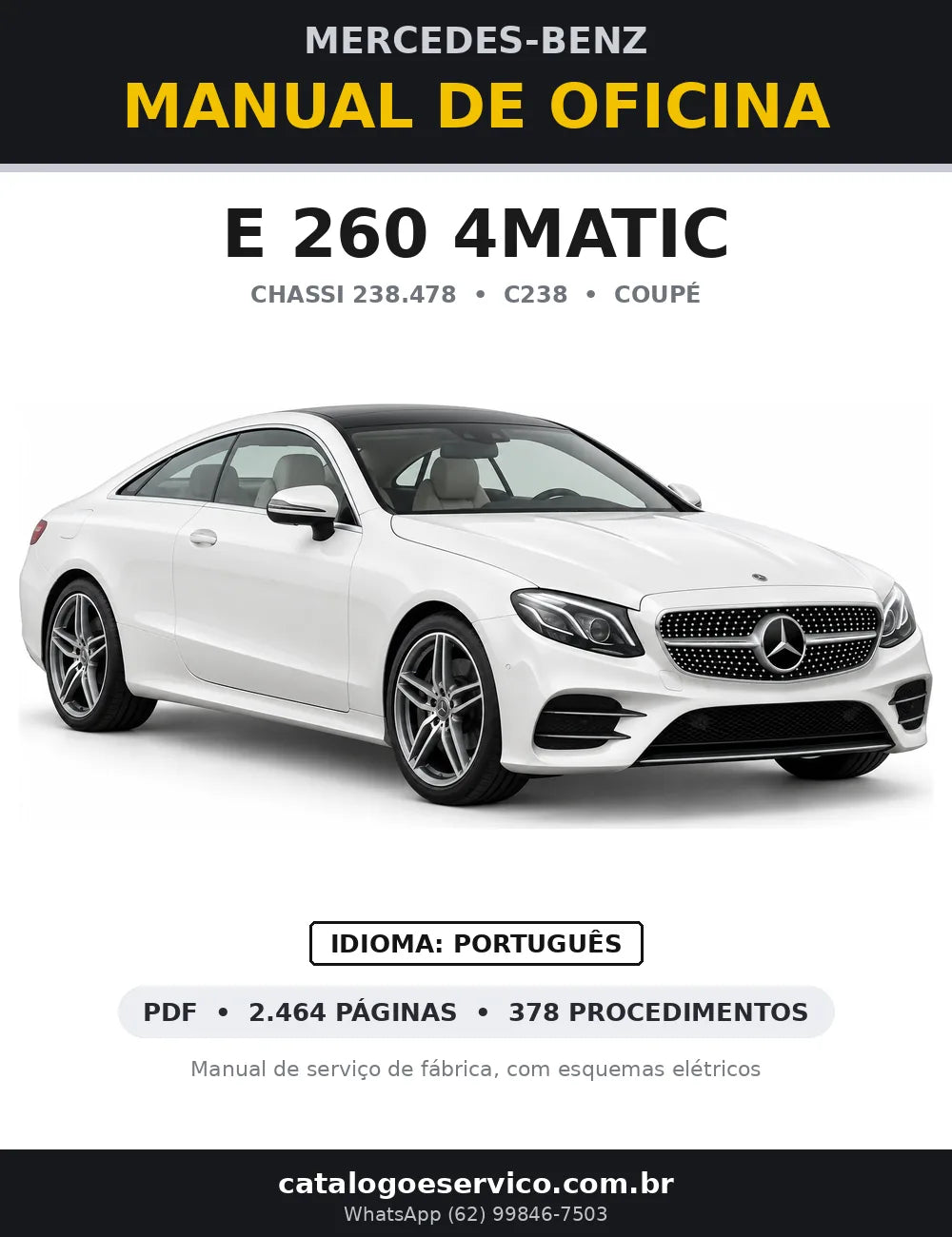 Capa do manual de oficina Mercedes-Benz E 260 4MATIC (C238)
