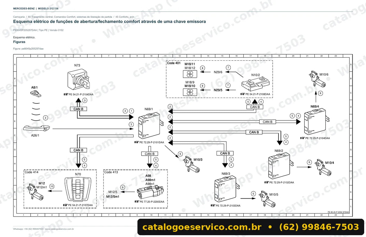 Página de esquema elétrico do manual Mercedes-Benz E 260 (W212)