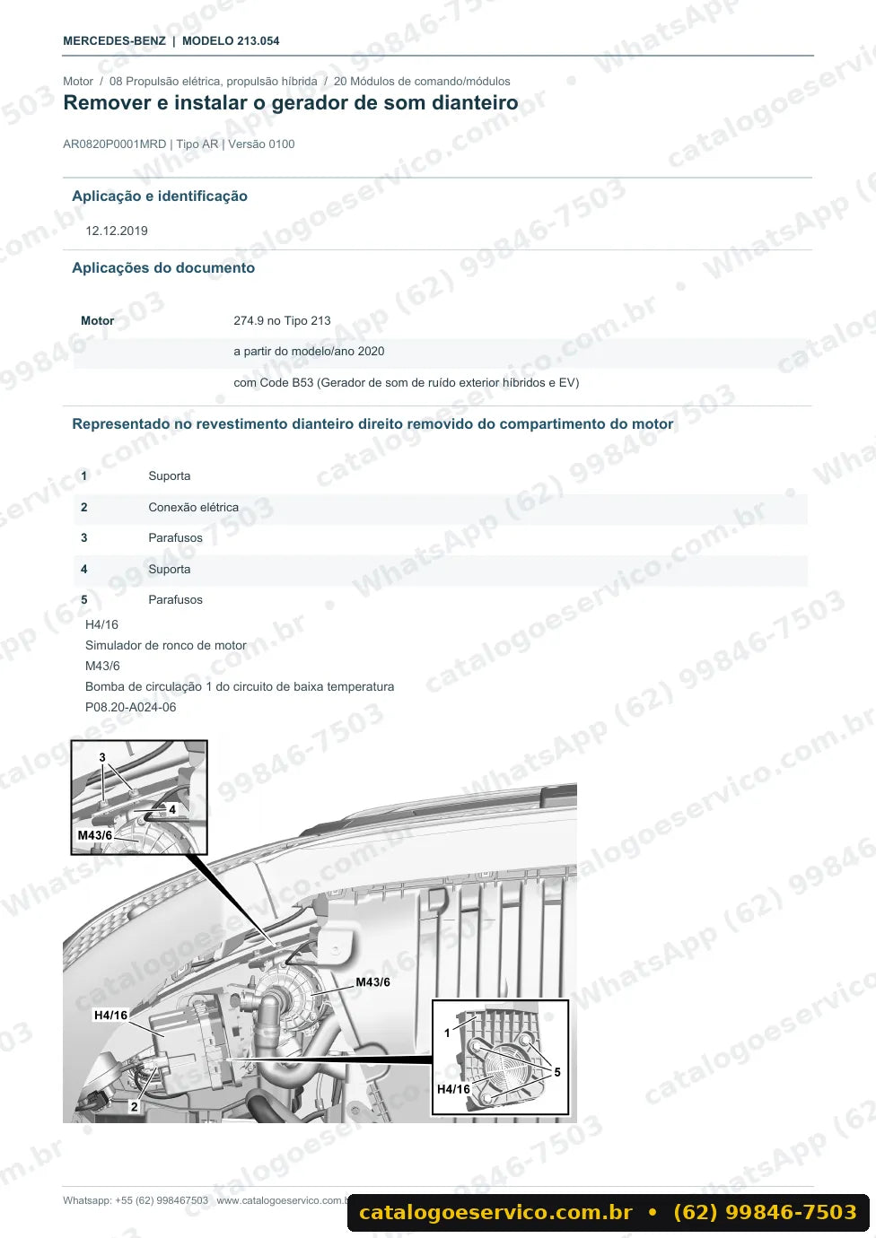Página de procedimento do manual de oficina Mercedes-Benz E 300 / E 350 e 4MATIC (W213)