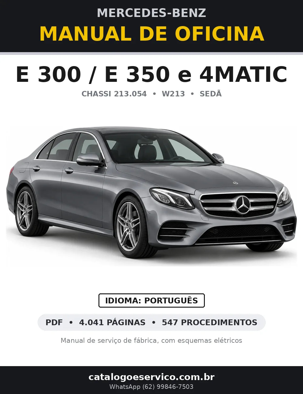 Capa do manual de oficina Mercedes-Benz E 300 / E 350 e 4MATIC (W213)