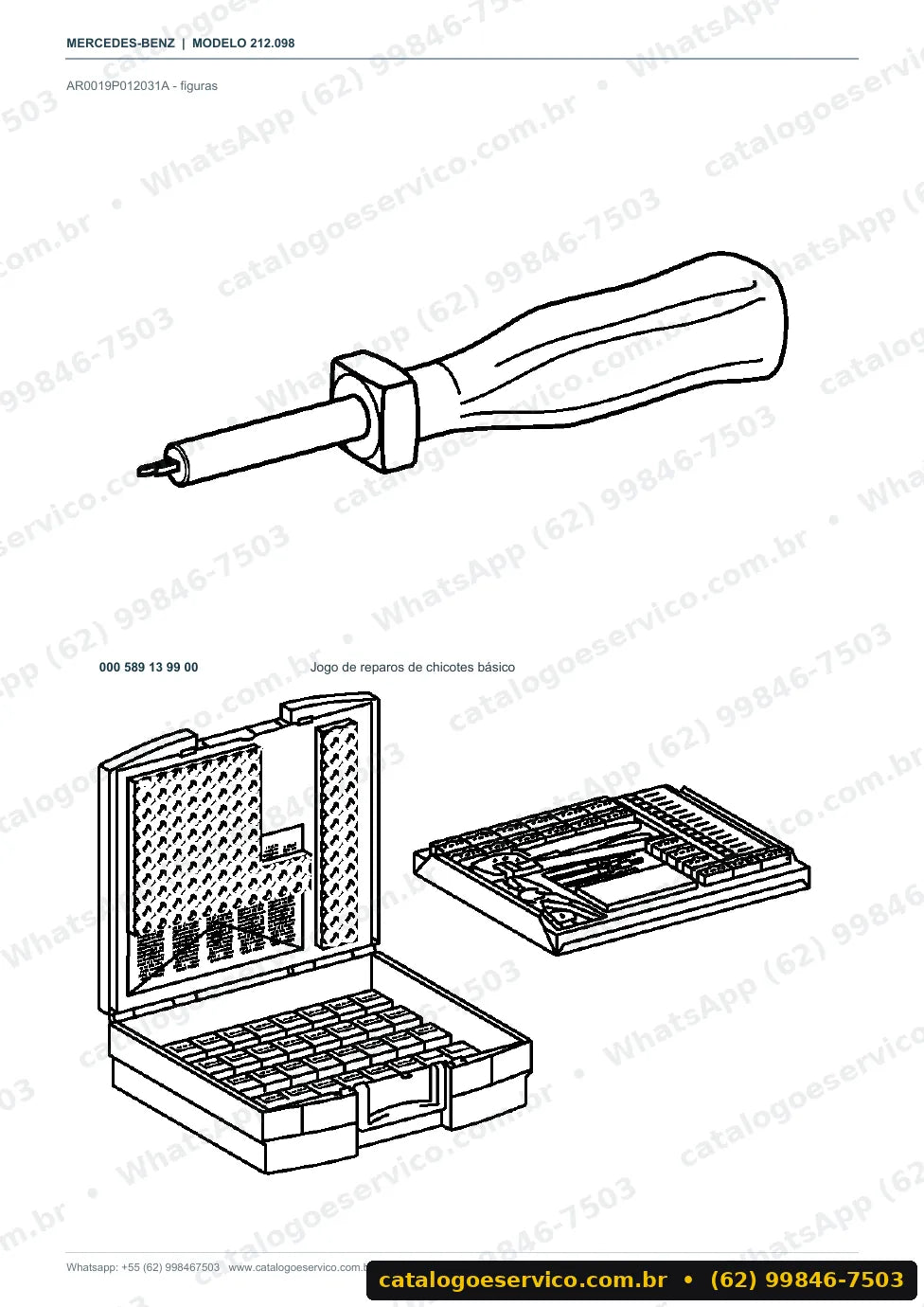 Página de procedimento do manual de oficina Mercedes-Benz E 300 (W212)
