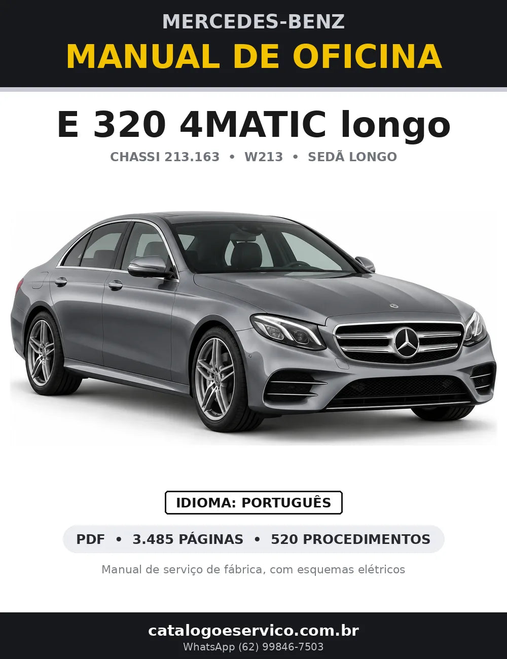 Capa do manual de oficina Mercedes-Benz E 320 4MATIC longo (W213)