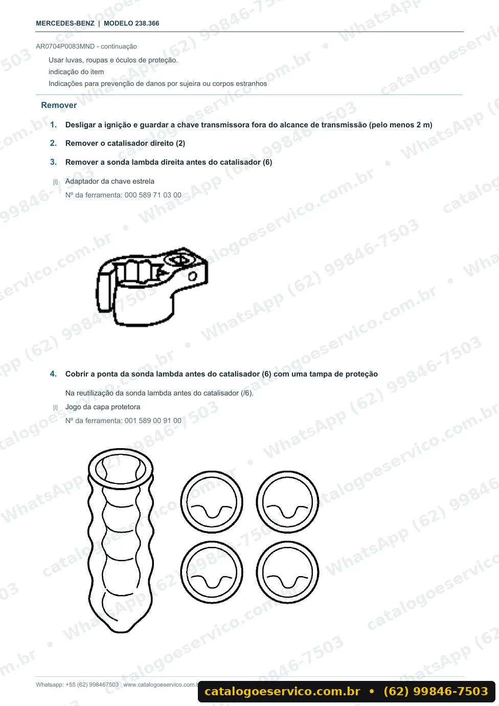 Página de procedimento do manual de oficina Mercedes-Benz E 400 (C238)