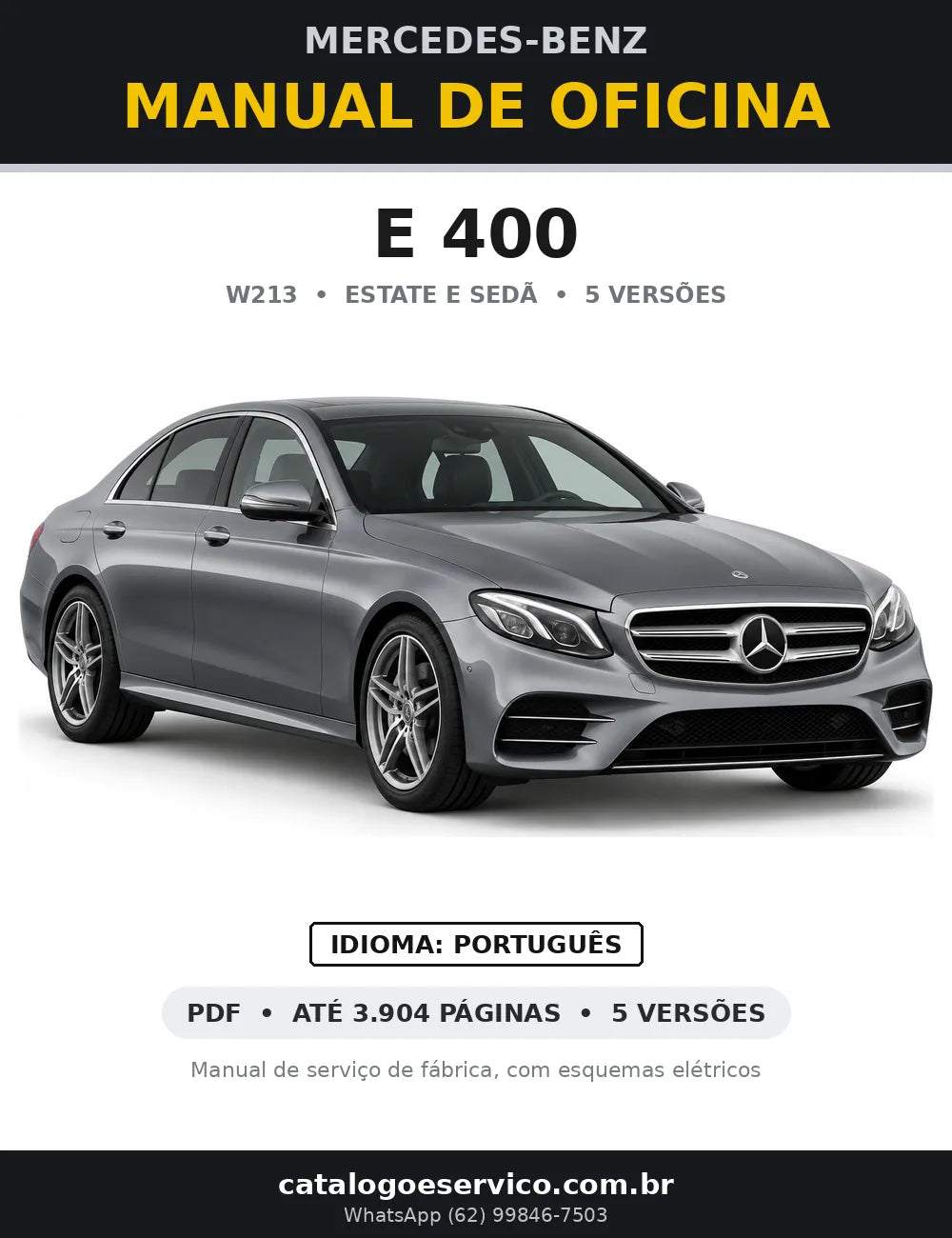 Capa do manual de oficina Mercedes-Benz E 400 (W213)