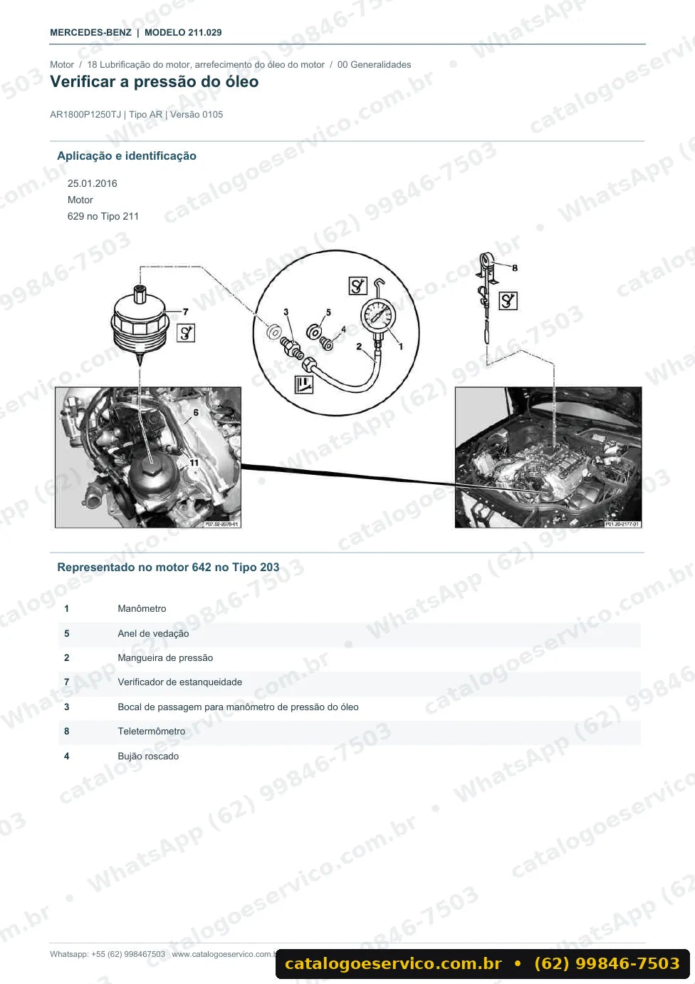 Página de procedimento do manual de oficina Mercedes-Benz E 420 CDI (W211)