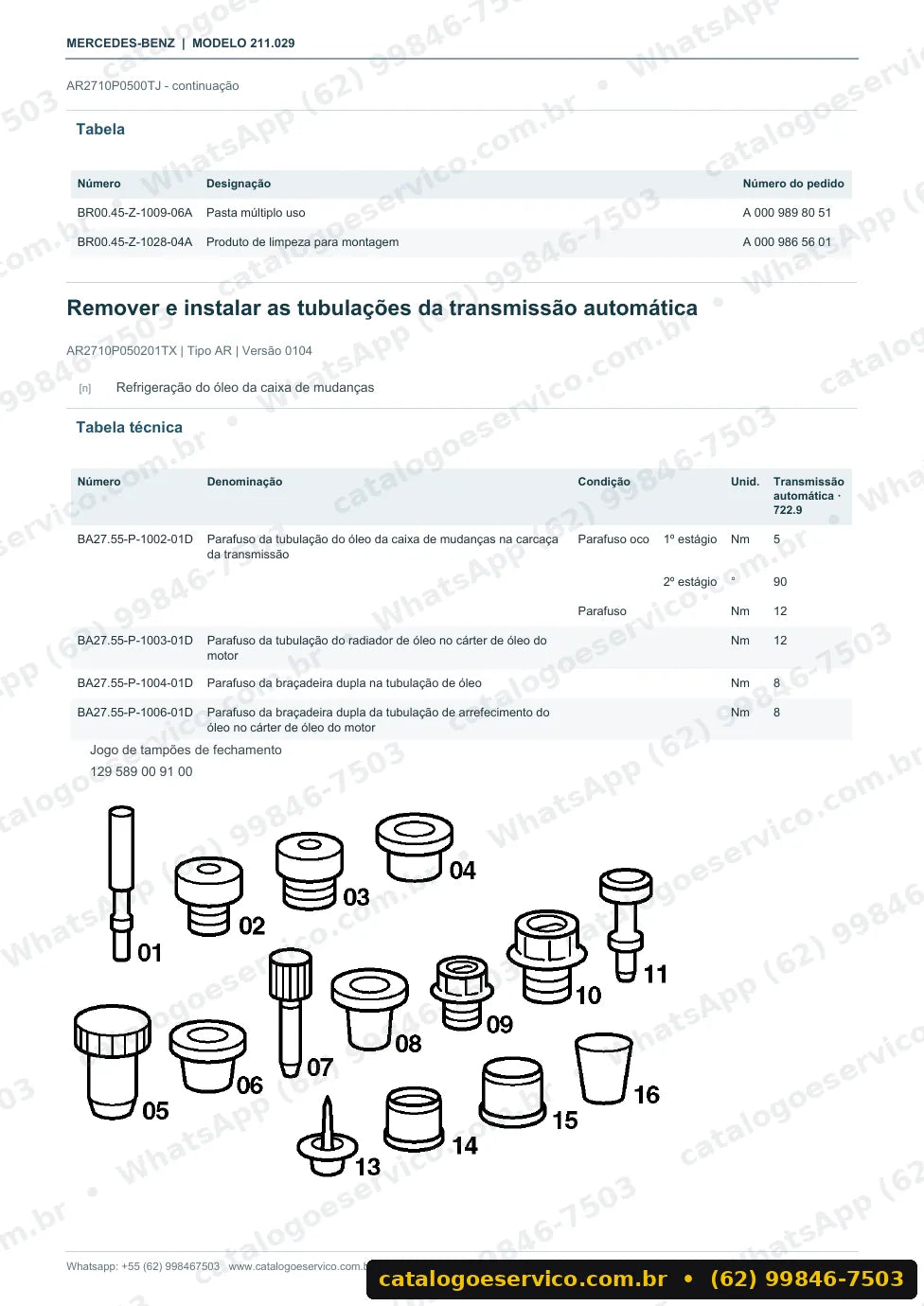 Página de procedimento do manual de oficina Mercedes-Benz E 420 CDI (W211)