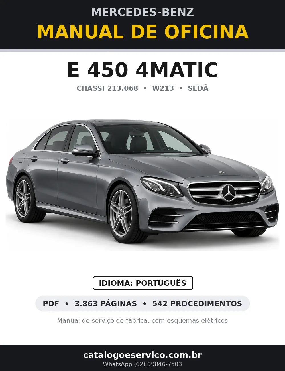 Capa do manual de oficina Mercedes-Benz E 450 4MATIC (W213)
