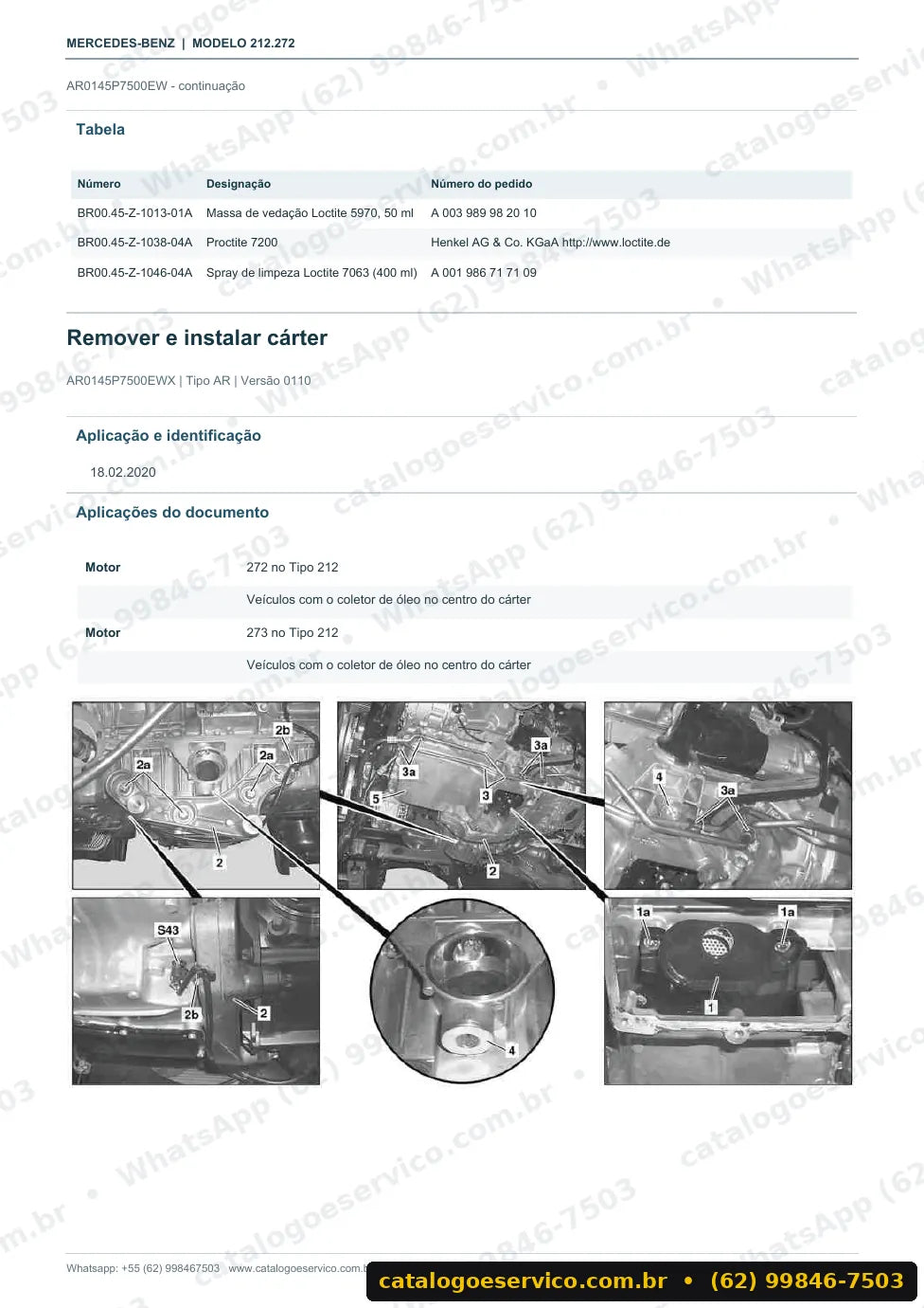 Página de procedimento do manual de oficina Mercedes-Benz E 500 Estate (W212)