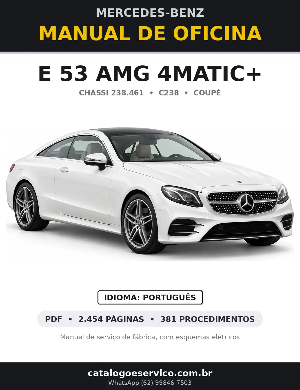 Capa do manual de oficina Mercedes-Benz E 53 AMG 4MATIC+ (C238)