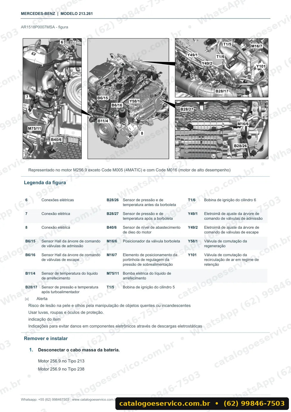 Página de procedimento do manual de oficina Mercedes-Benz E 53 AMG (W213)