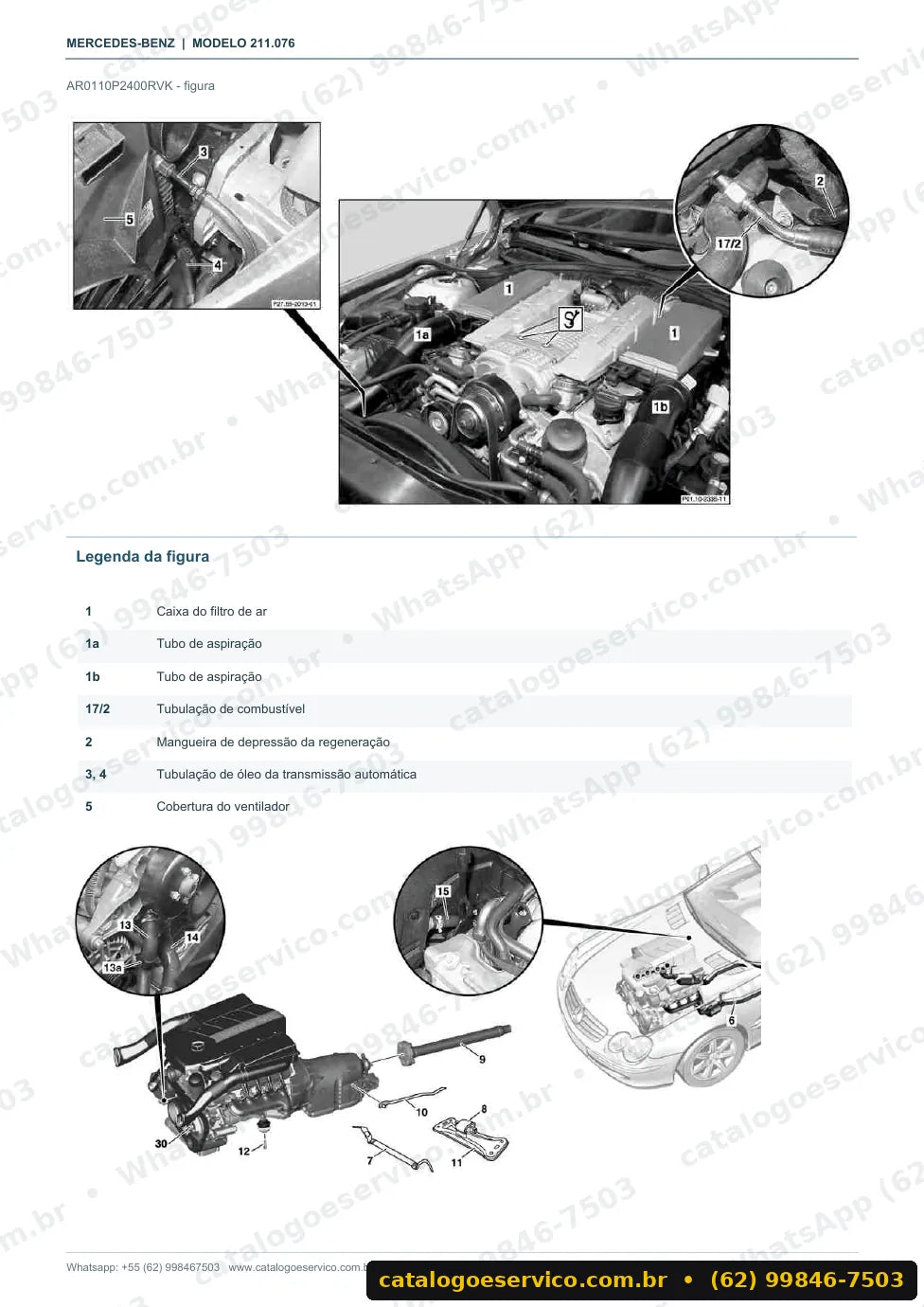 Página de procedimento do manual de oficina Mercedes-Benz E 55 AMG (W211)
