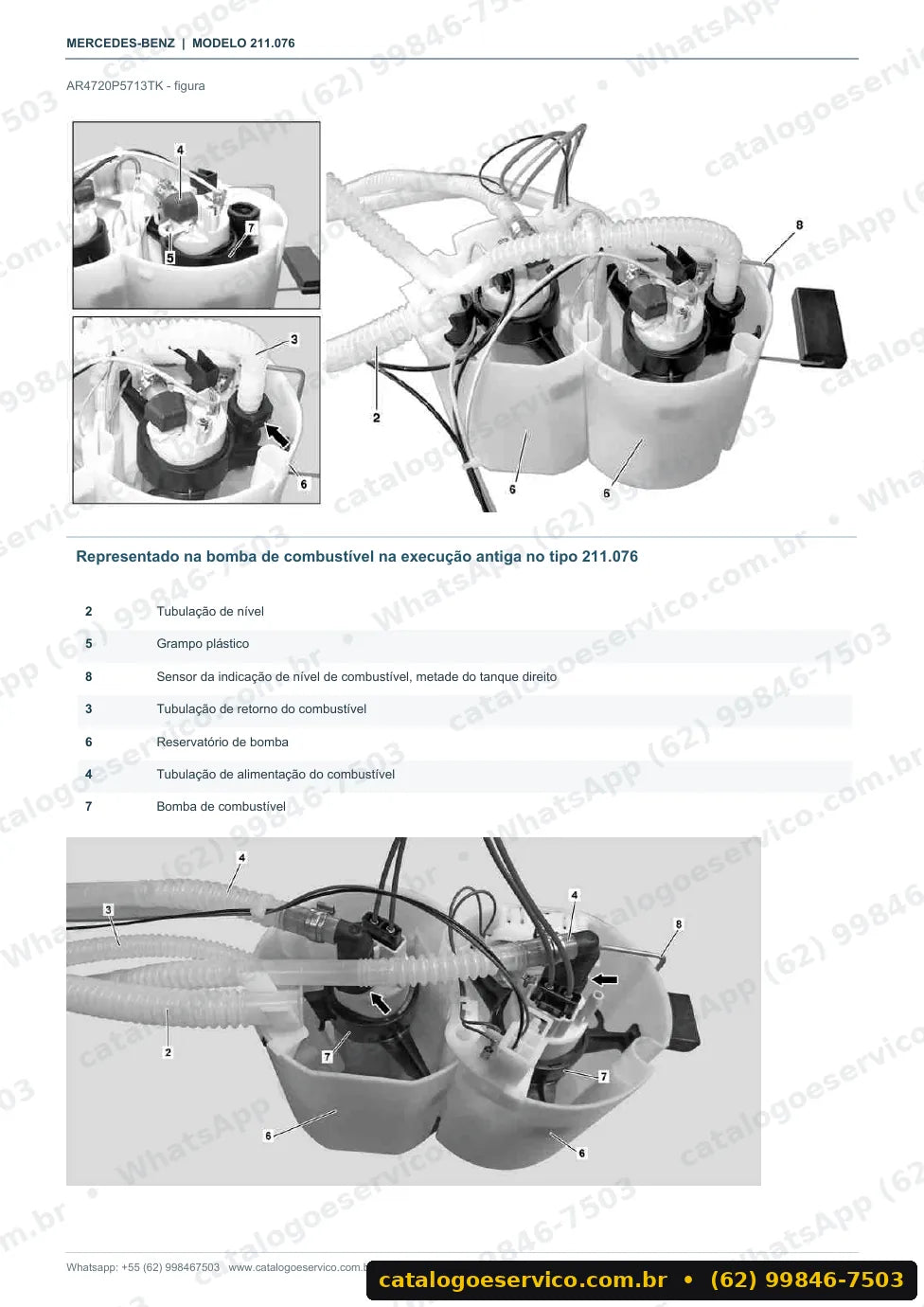 Página de procedimento do manual de oficina Mercedes-Benz E 55 AMG (W211)