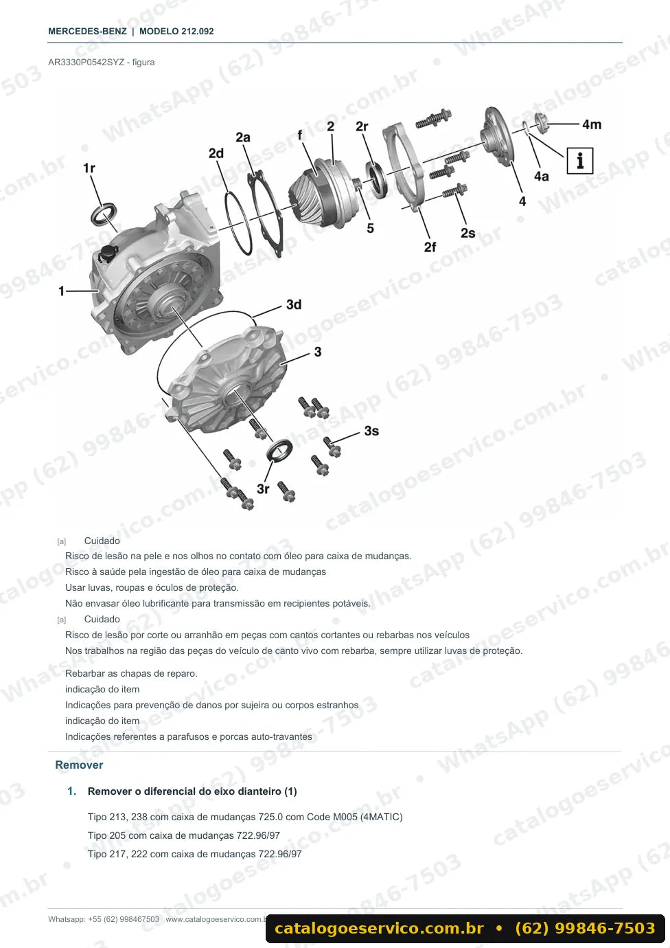 Página de procedimento do manual de oficina Mercedes-Benz E 63 AMG (W212)