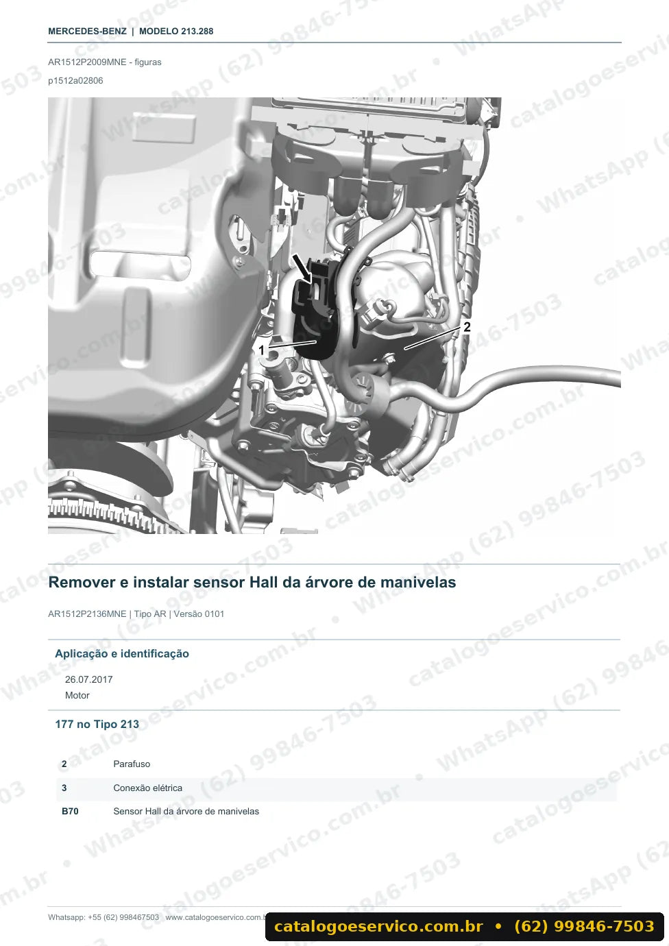 Página de procedimento do manual de oficina Mercedes-Benz E 63 AMG (W213)