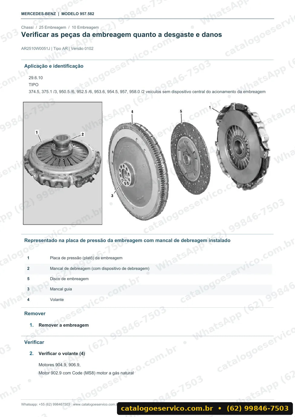 Página de procedimento do manual de oficina Mercedes-Benz Econic 1828 LS 4x2