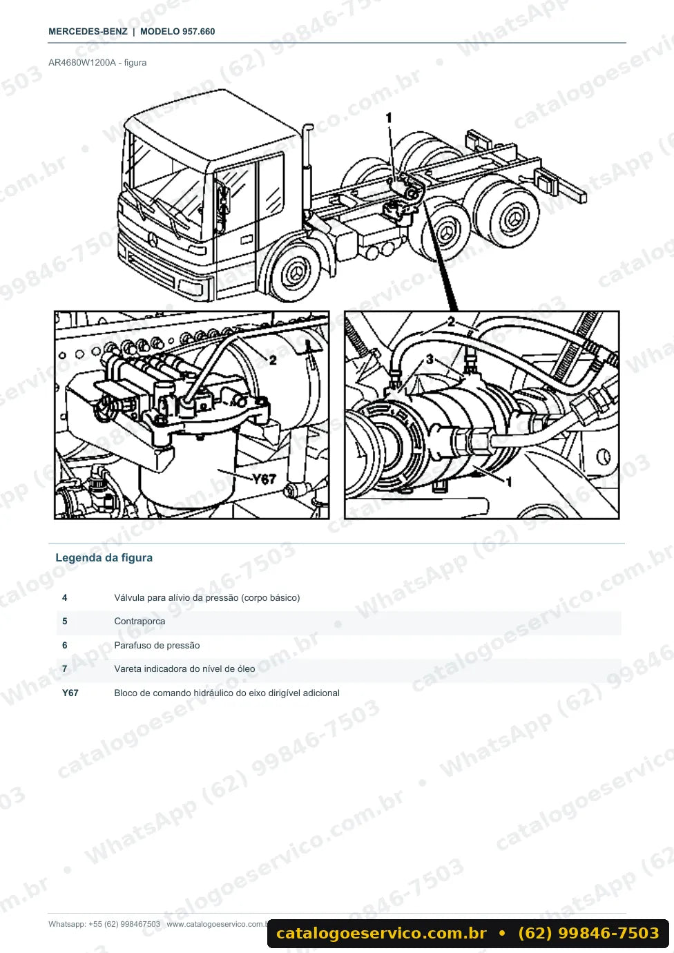 Página de procedimento do manual de oficina Mercedes-Benz Econic 2628 LL 6x2/4 NLA