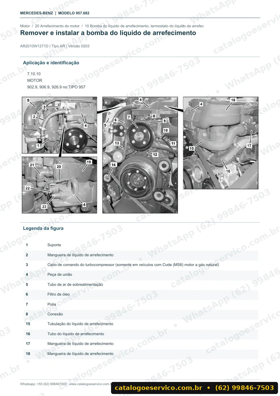 Página de procedimento do manual de oficina Mercedes-Benz Econic 2628 LL 6x4