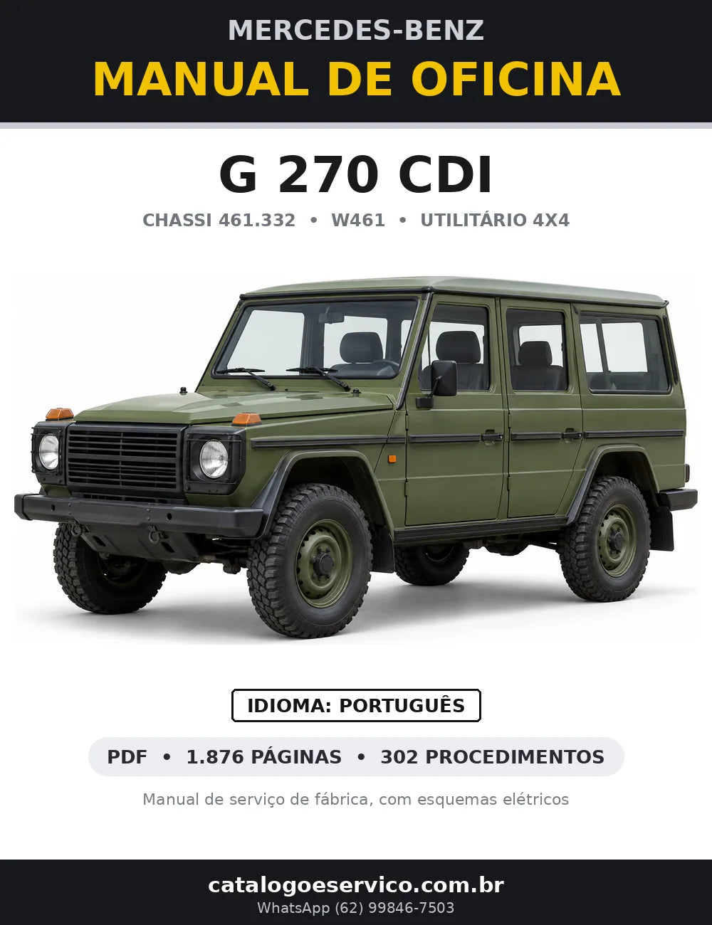 Capa do manual de oficina Mercedes-Benz G 270 CDI (W461)