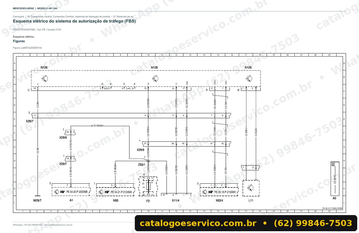Página de esquema elétrico do manual Mercedes-Benz G 280 CDI (W461)